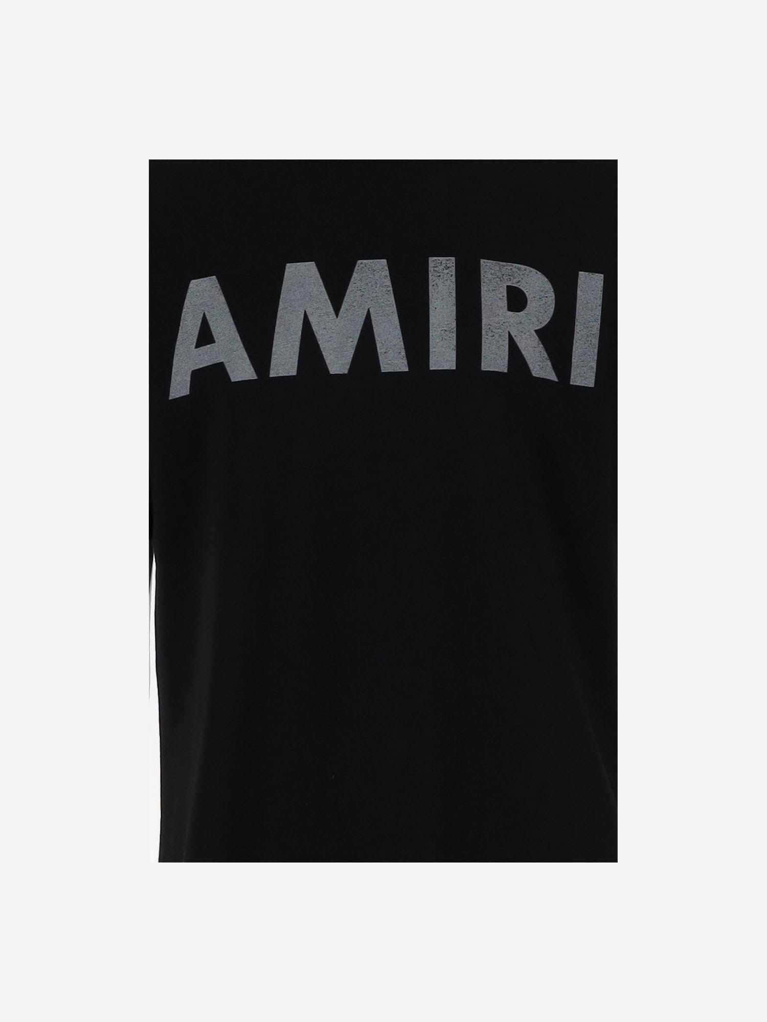 Amiri Black Cotton T-shirt With Bold Logo Statement In Black