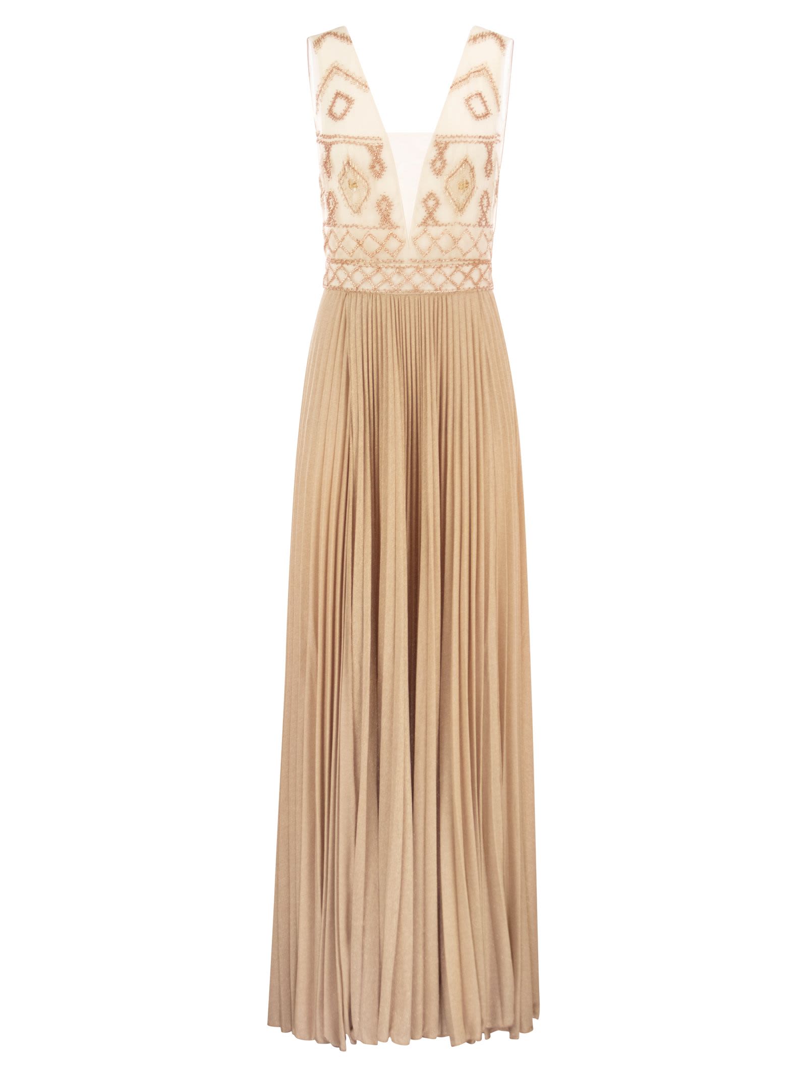 Elisabetta Franchi Red Carpet Dress With Rhombus Embroidery