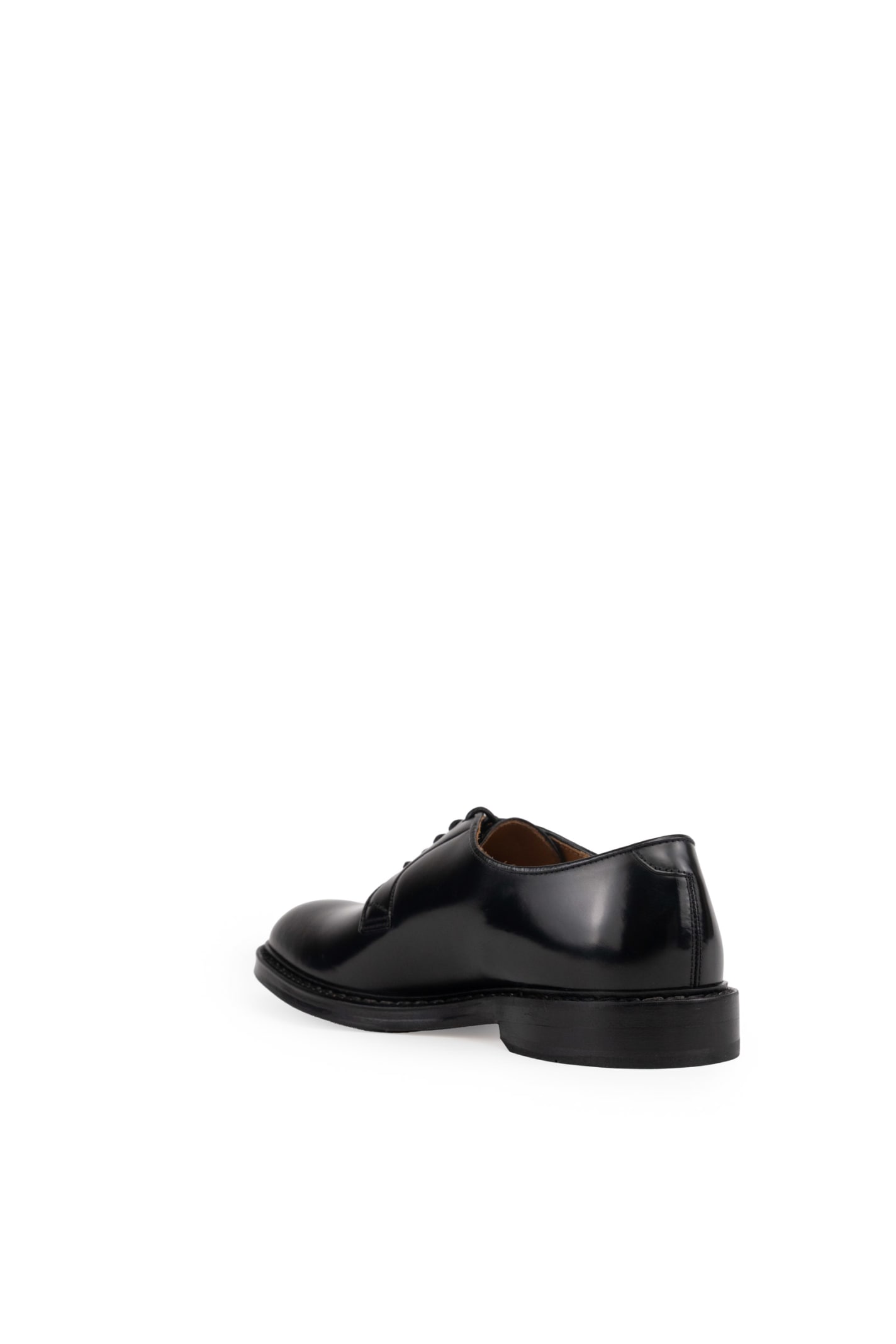 Shop Doucal's Doucals Derby Lace-up In Black Leather In Horse Nero+f.do Nero