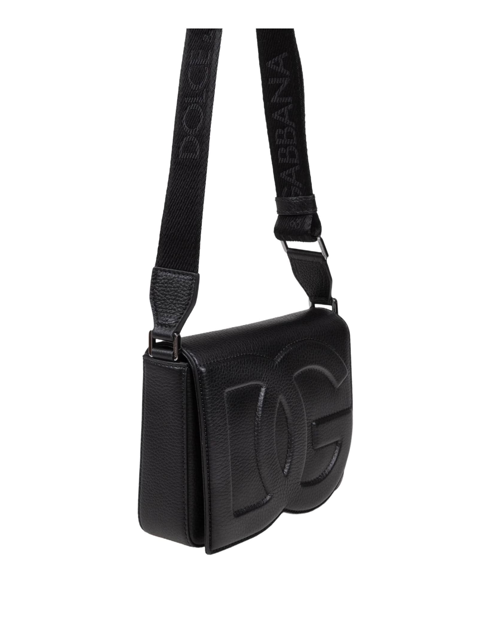 Shop Dolce & Gabbana Black Deer Leather Shoulder Bag