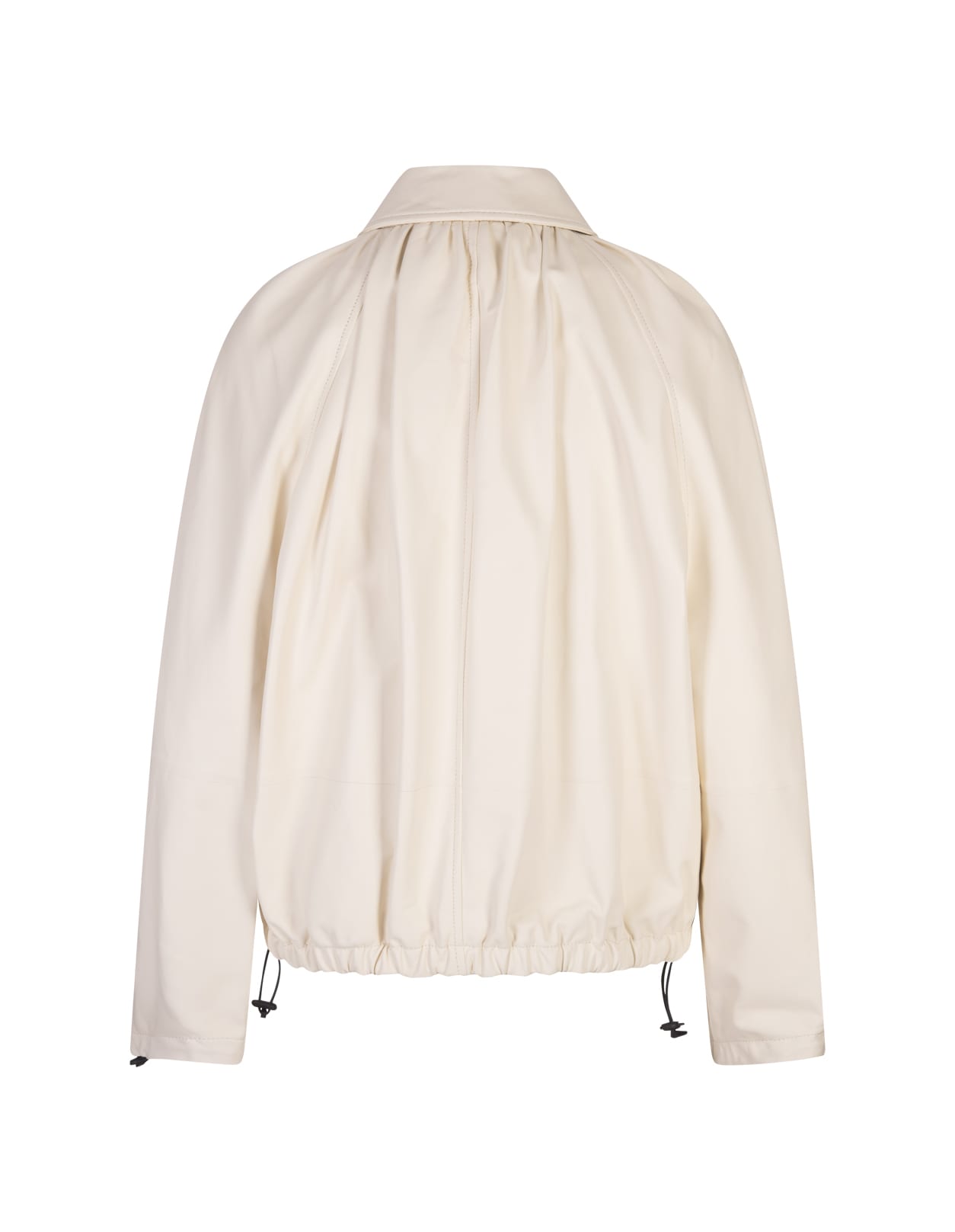 Shop Marni Cream White Leather Lightweight Jacket