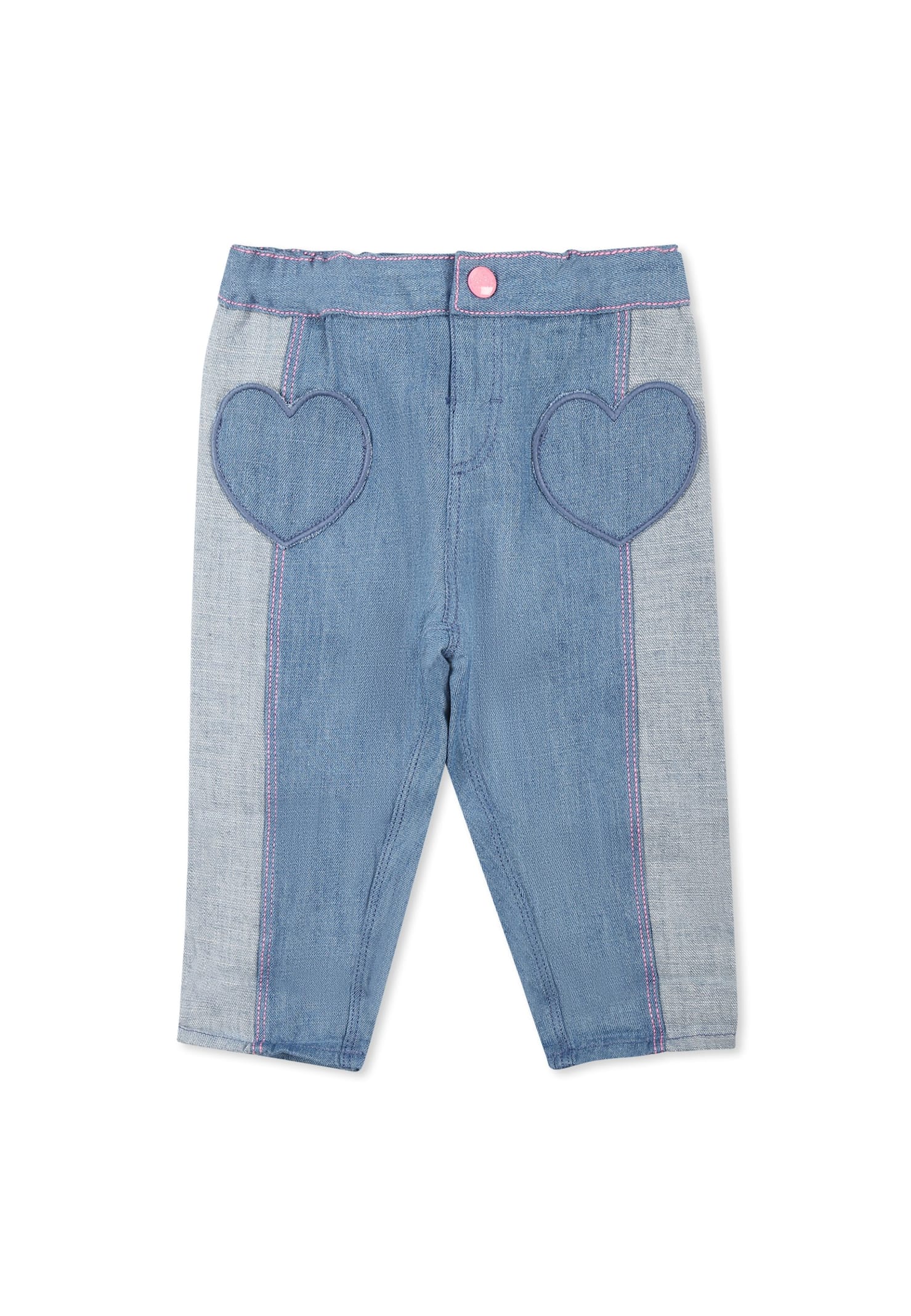 Billieblush Denim Jeans For Baby Girl With Logo In Denim