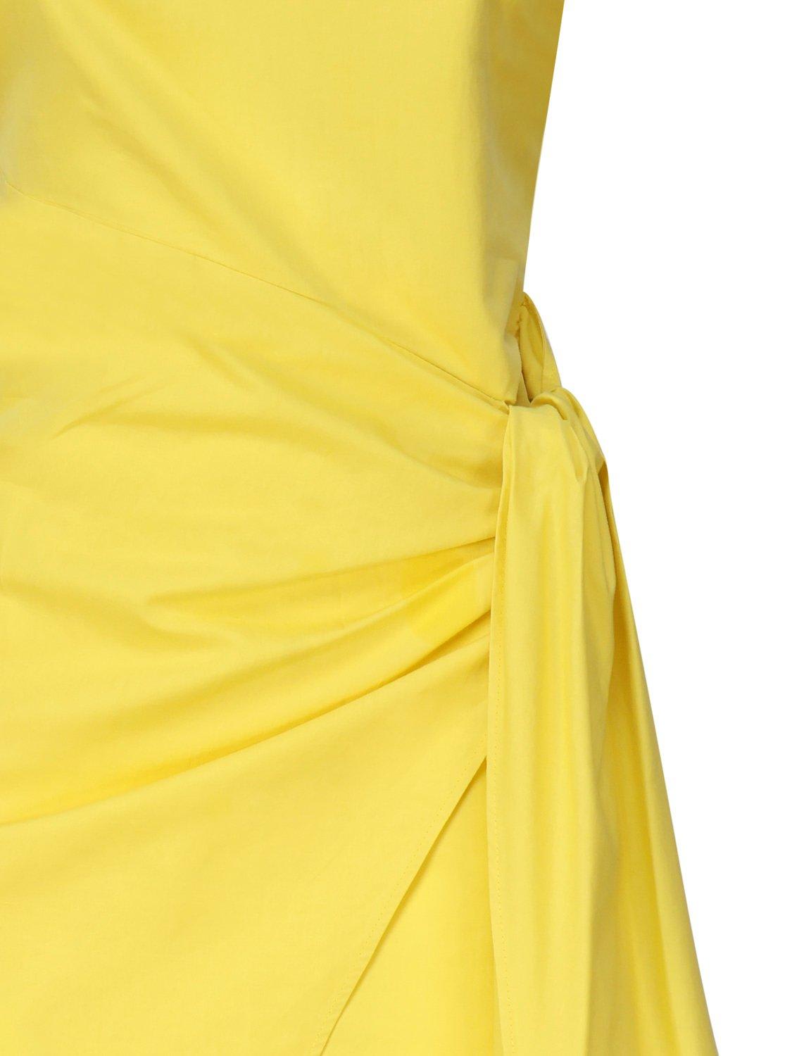 Shop Pinko Acallide Sleeveless Wrap Midi Dress In Giallo Ranuncolo