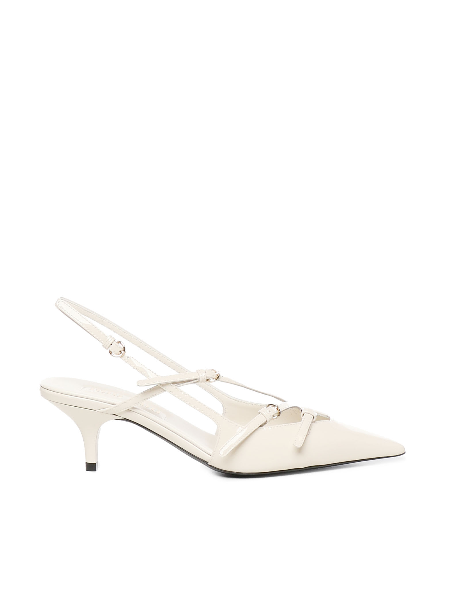 Patent Leather Slingback Pumps With Buckles