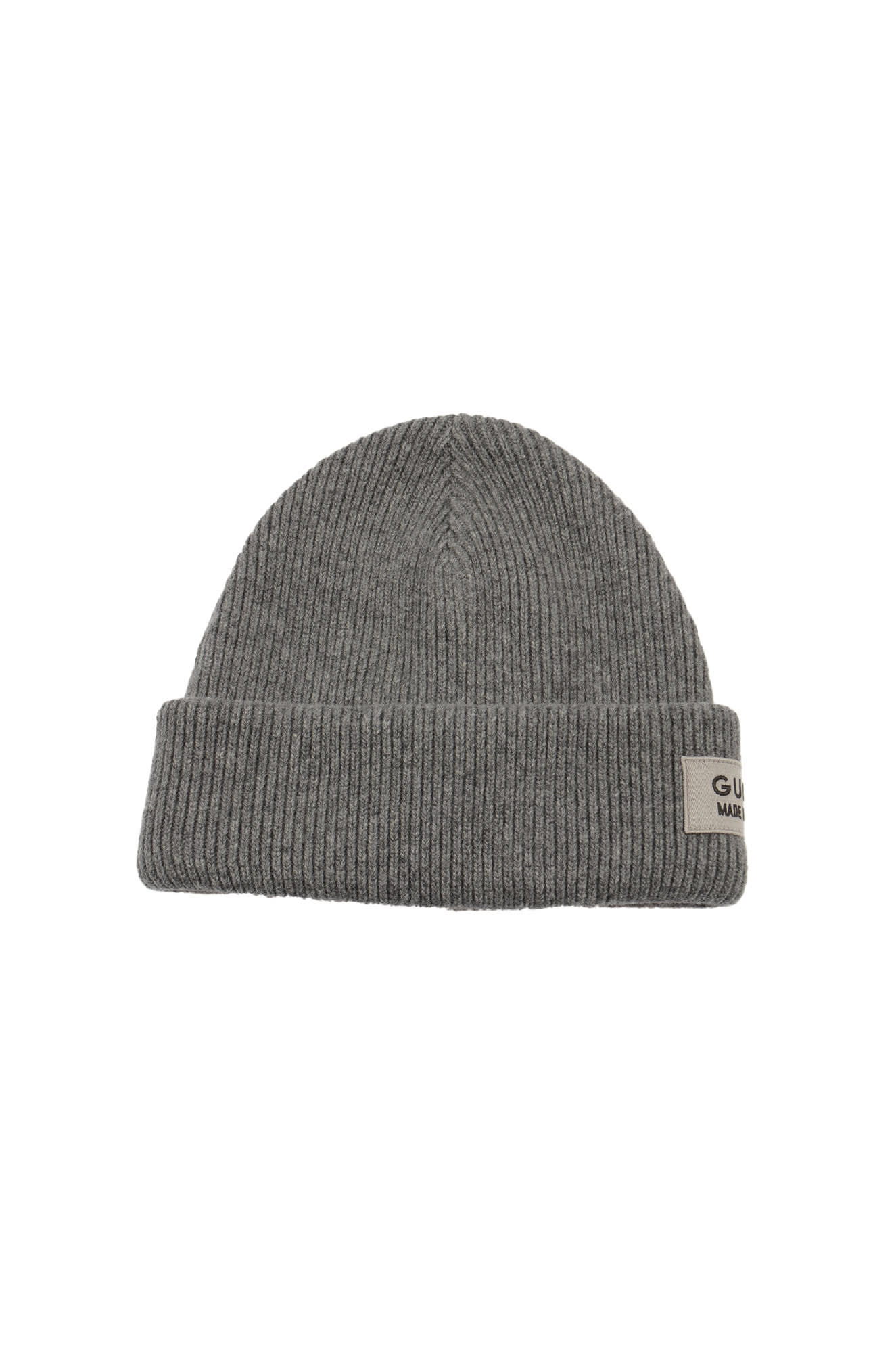 Shop Gucci Logo Patched Knit Beanie In Grey