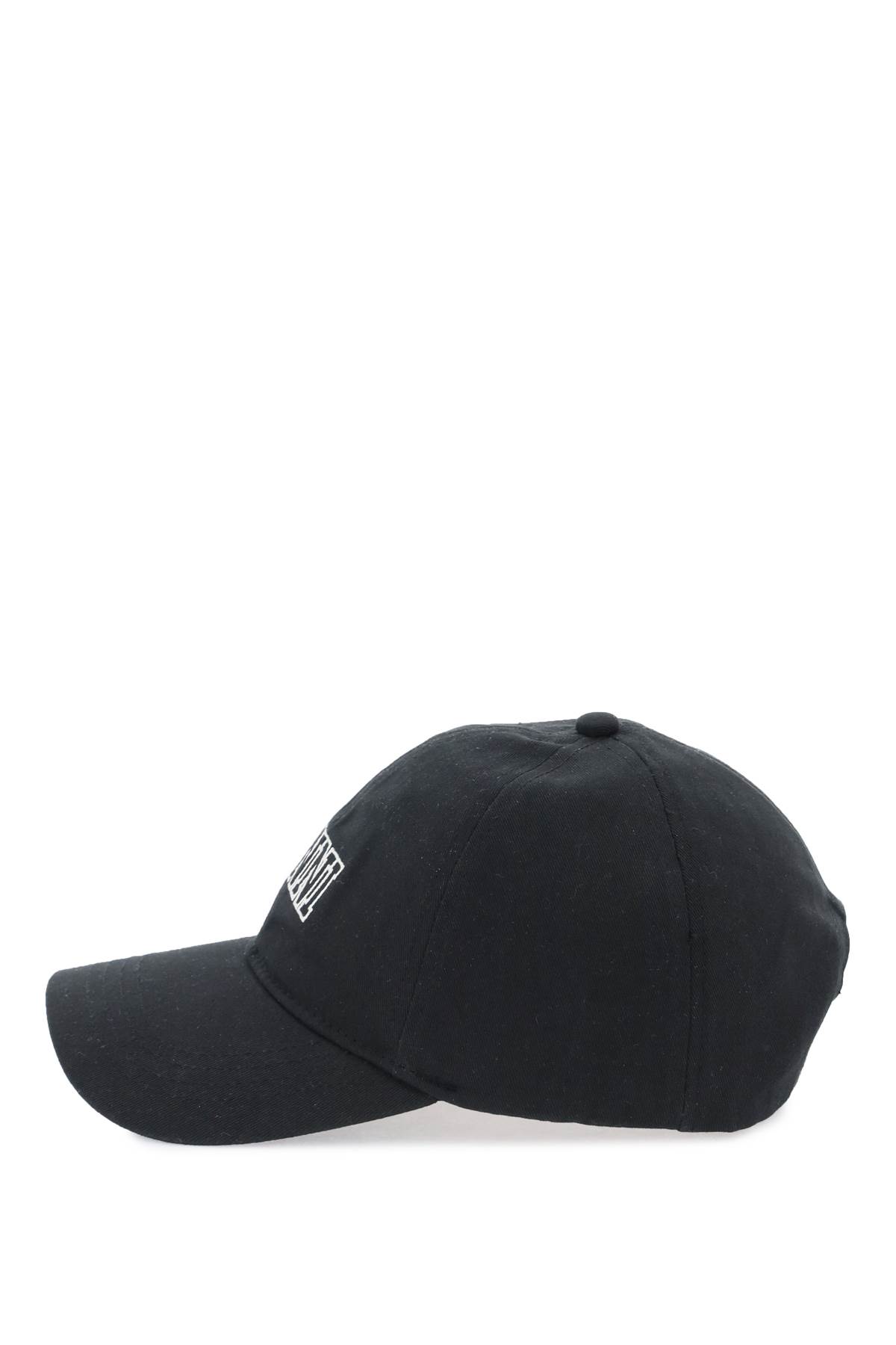 Ganni Logo-embroidered Cotton Cap In Black