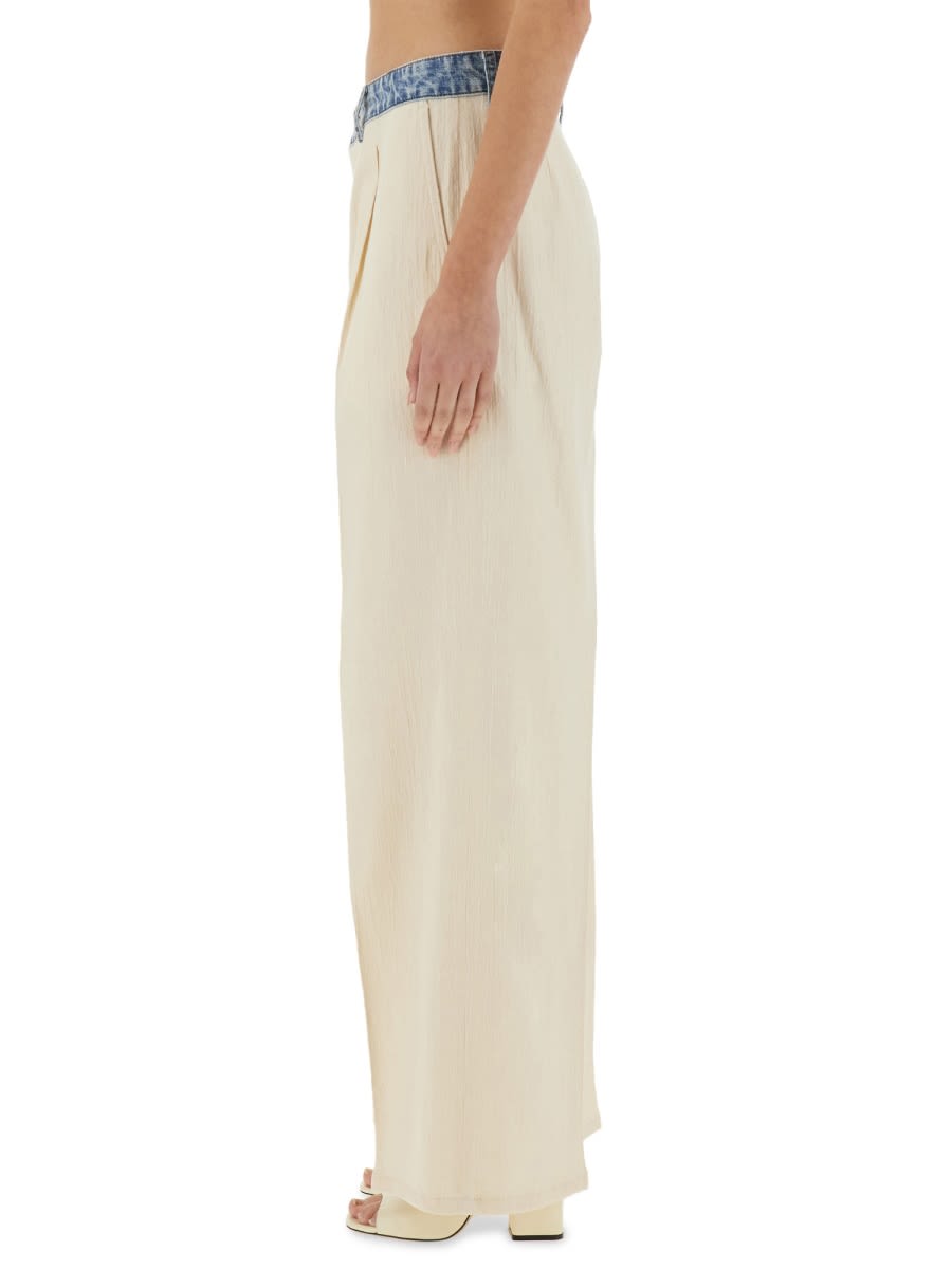 Moschino Urban Wide Fit Pleated Trousers In Ivory