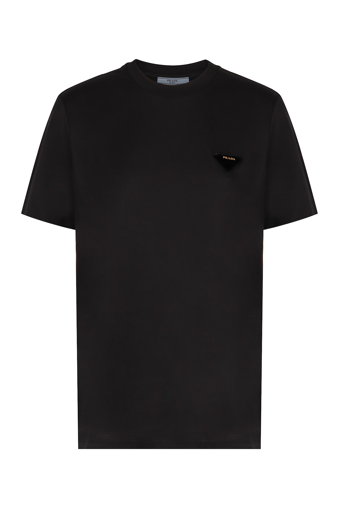Prada Cotton Crew-neck T-shirt In Black