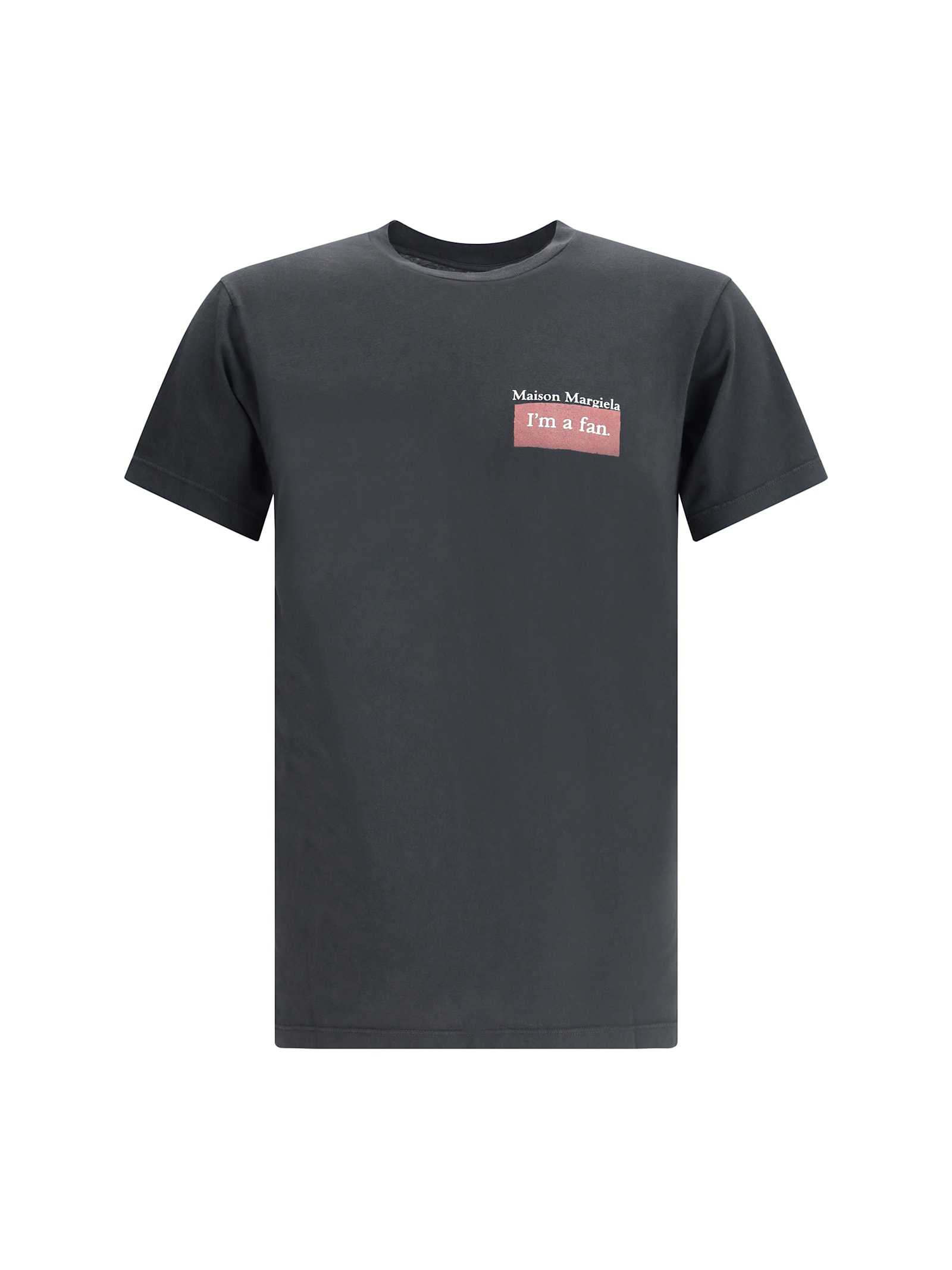 Maison Margiela Charcoal Brand-print Crewneck Cotton-jersey T-shirt In Gray