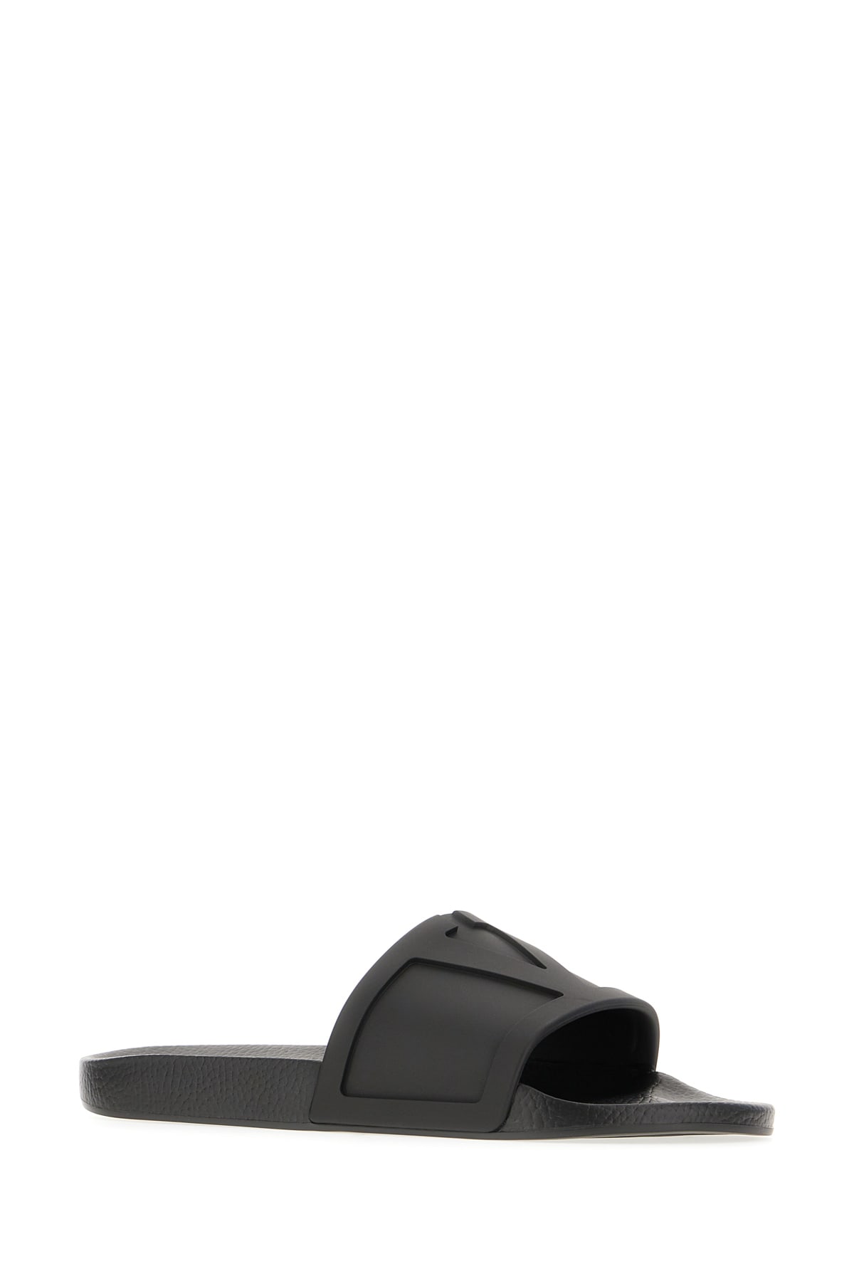 Valentino Black Rubber Slippers In Black
