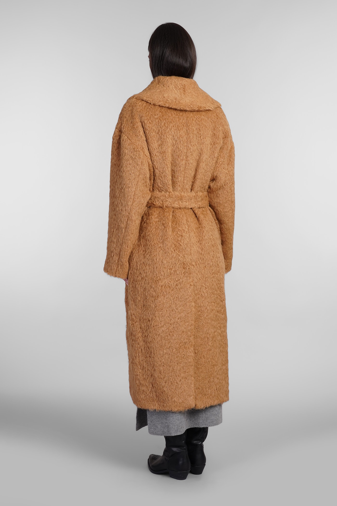 Shop Golden Goose Coat In Leather Color Wool