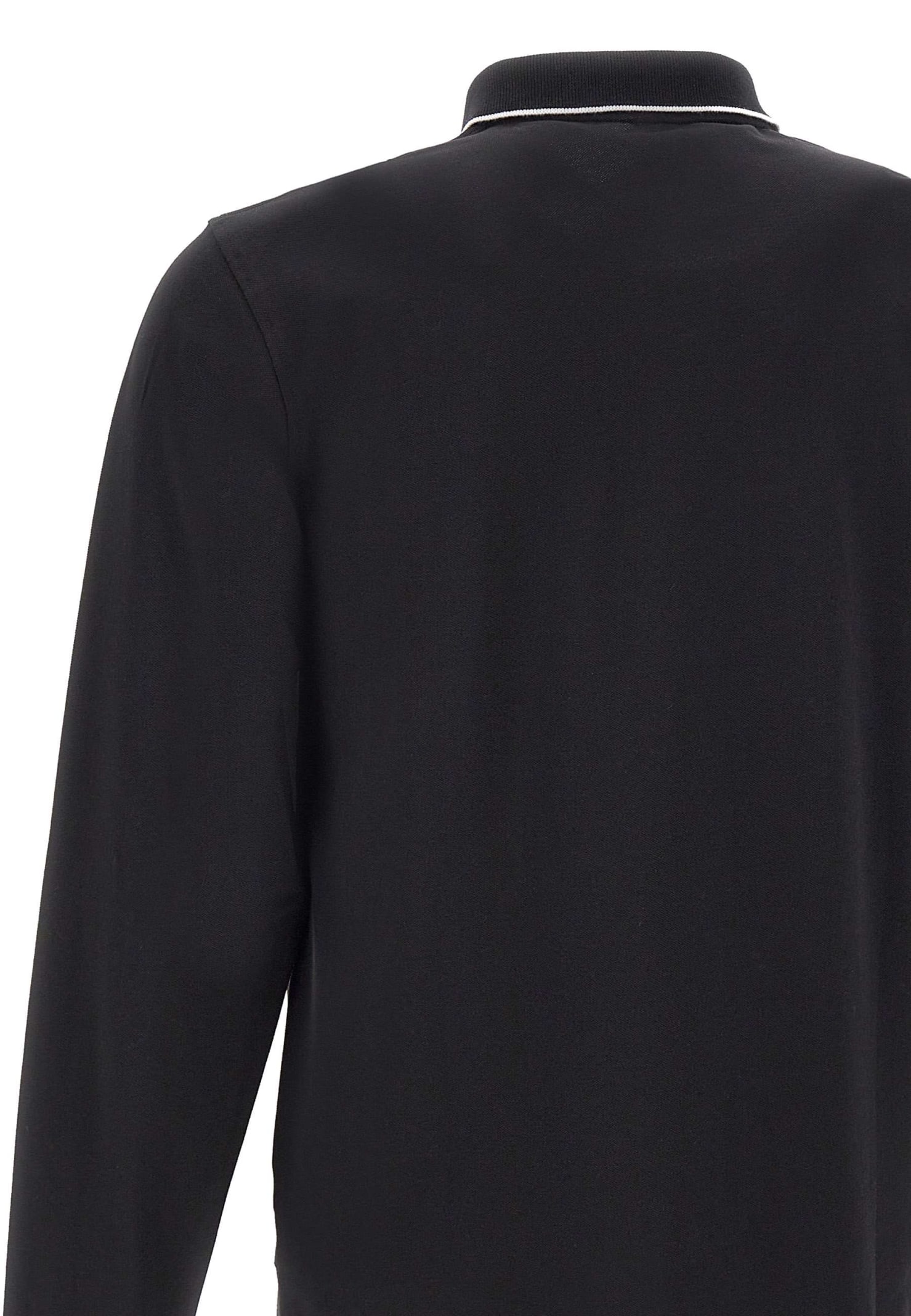 Shop Sun 68 Small Stripes Cotton Polo Shirt In Black