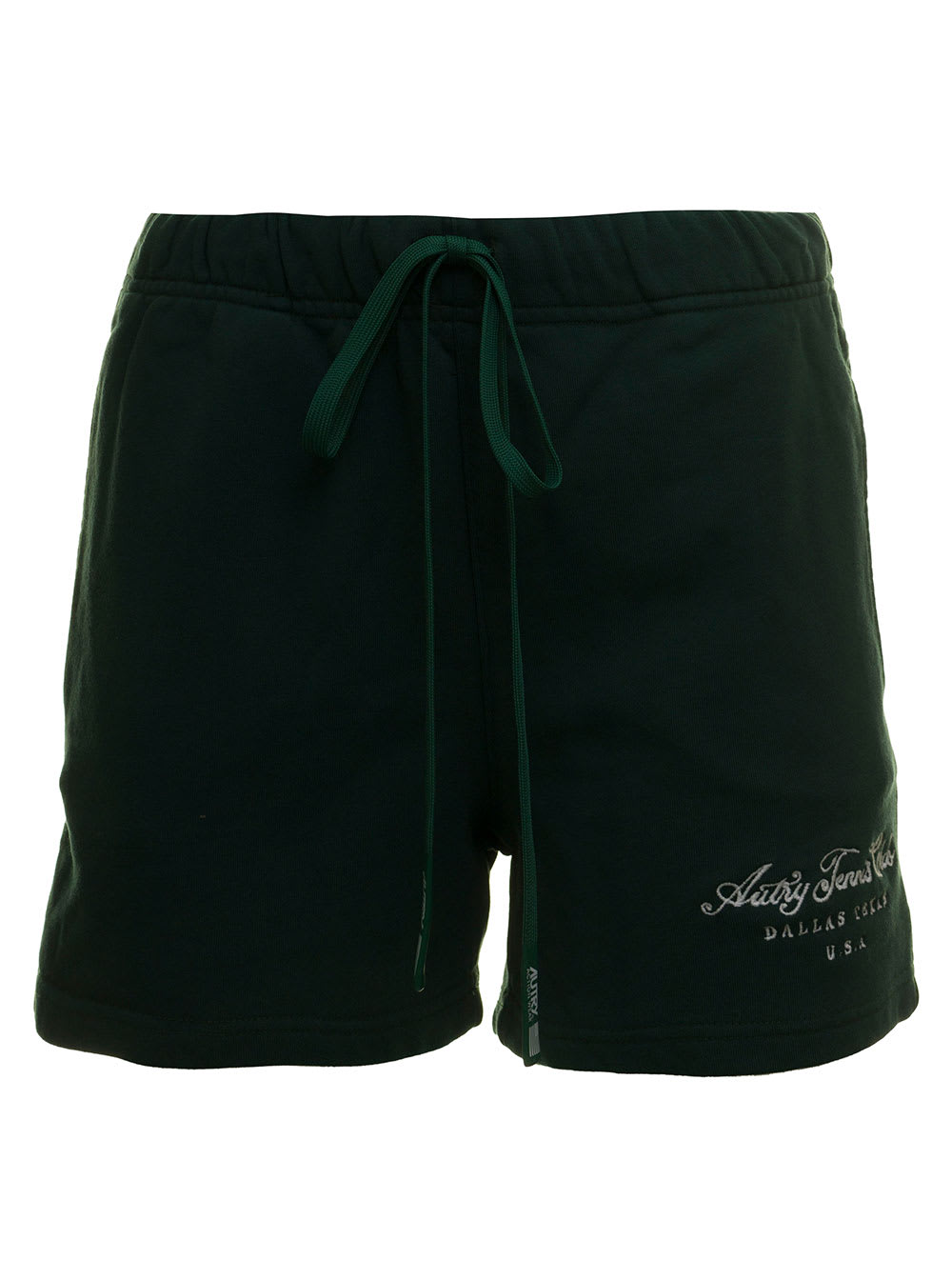 Autry Womans Green Jersey Shorts With Logo Print