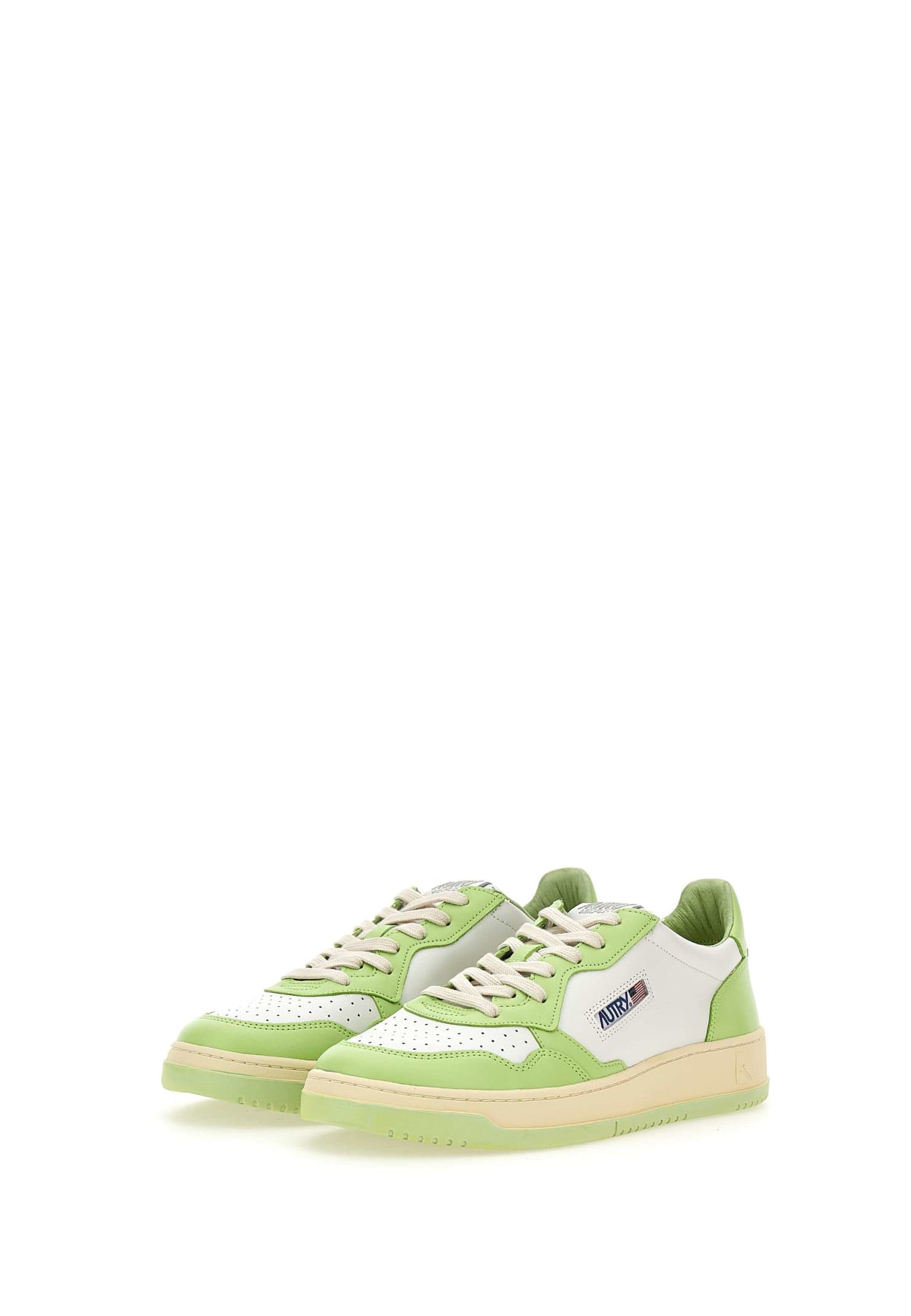Shop Autry Aulm Wb42 Sneakers In White-green