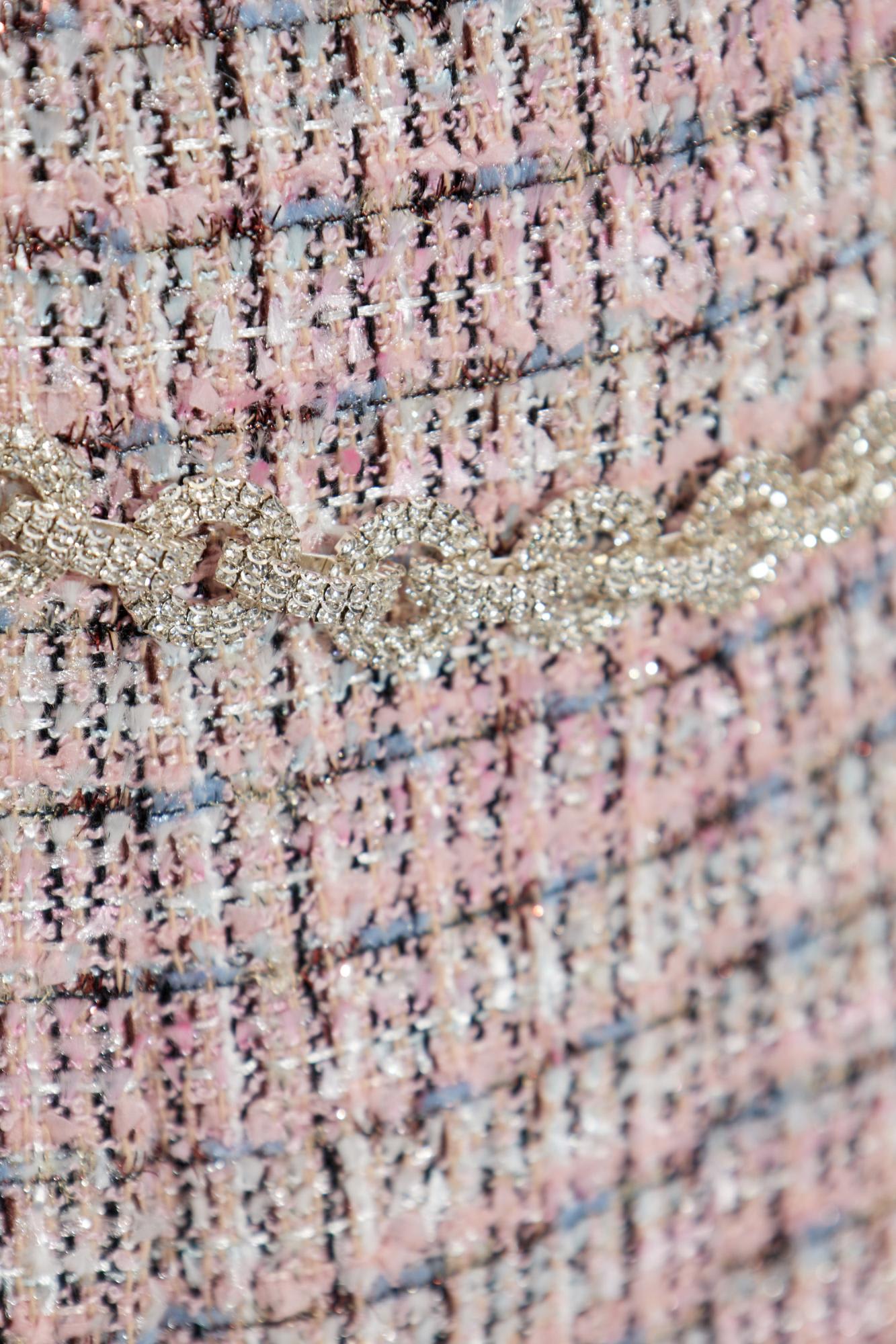 Self-portrait Textured Flared Skirt With Decorative Waist Trim In Pink