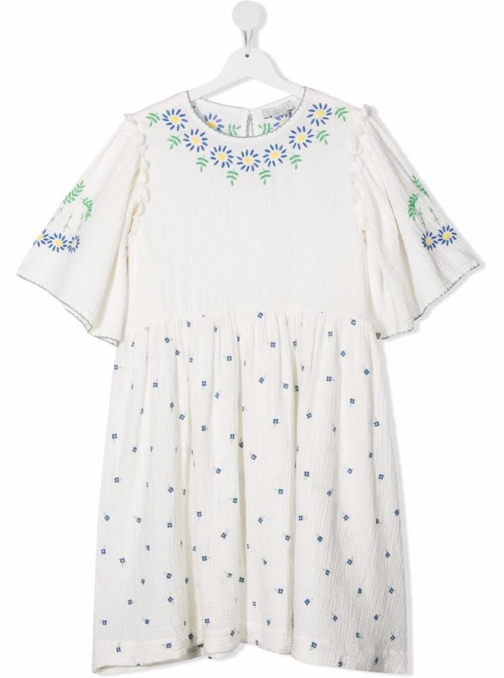 Stella McCartney Kids White Embroidered Cotton Dress
