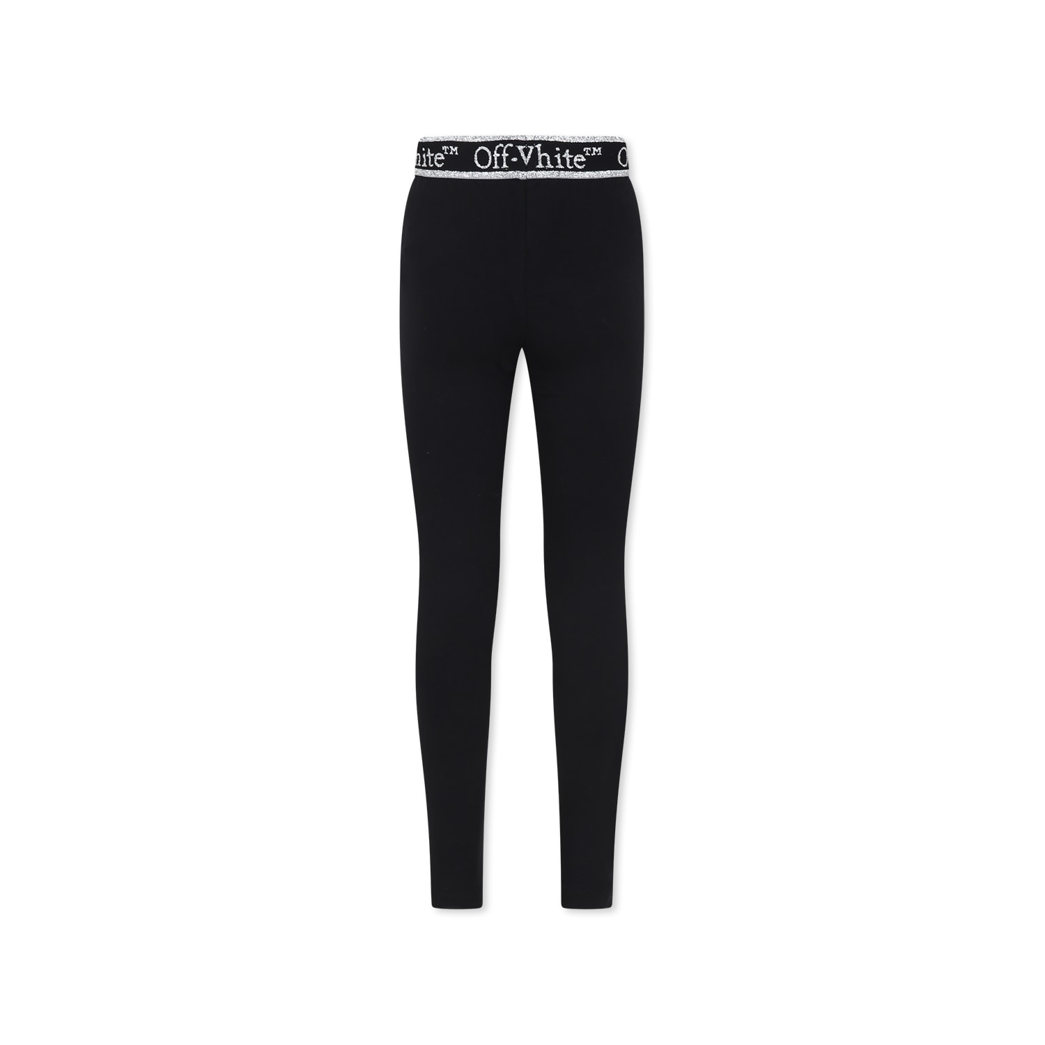 Off-white Black Leggings For Girl With Logo In Black