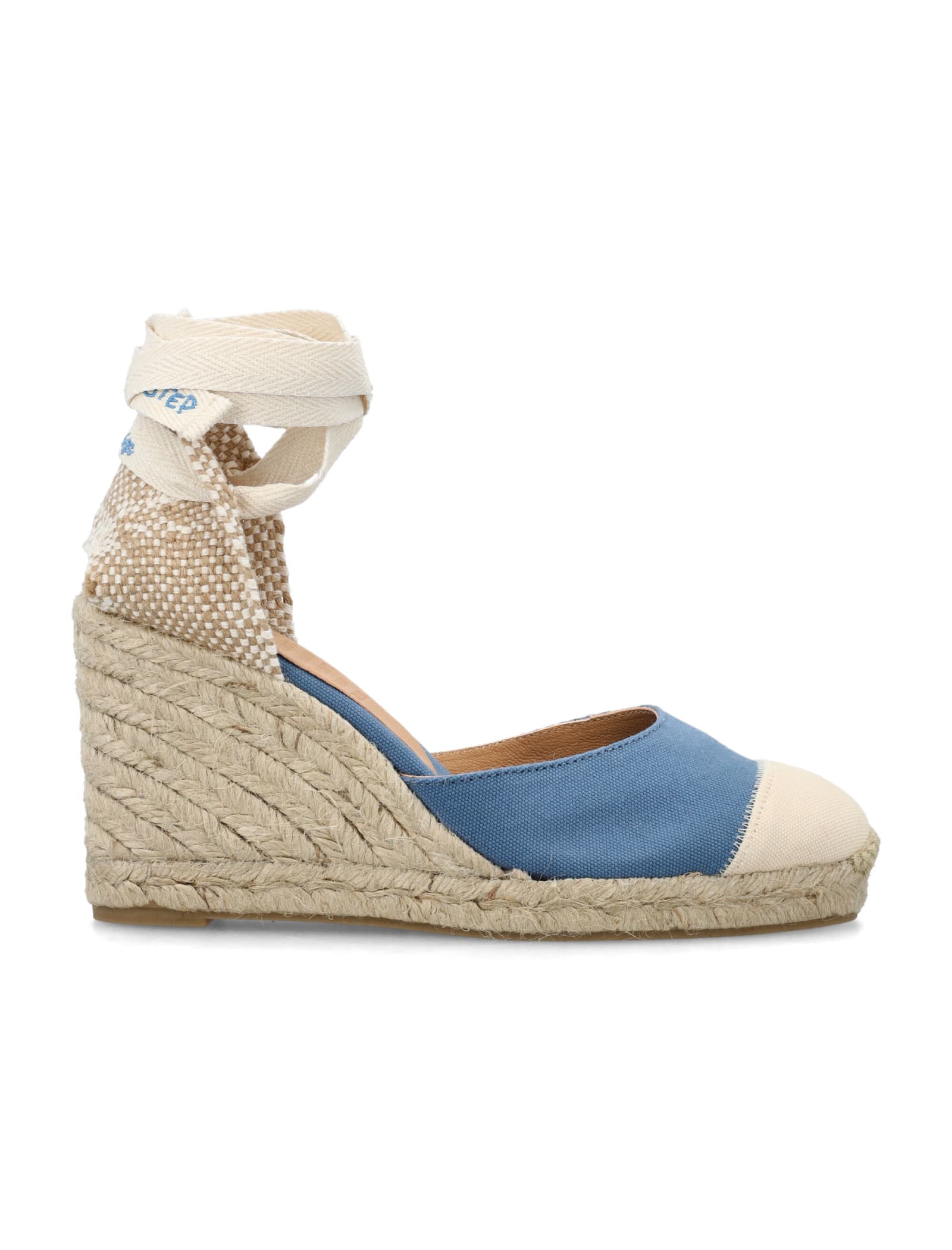 Castaã±er Carina Canvas Wedge Sandal In Jeans