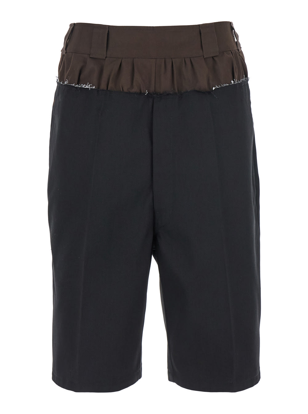 Maison Margiela Black Shorts With Layered Design And Side Button Closure