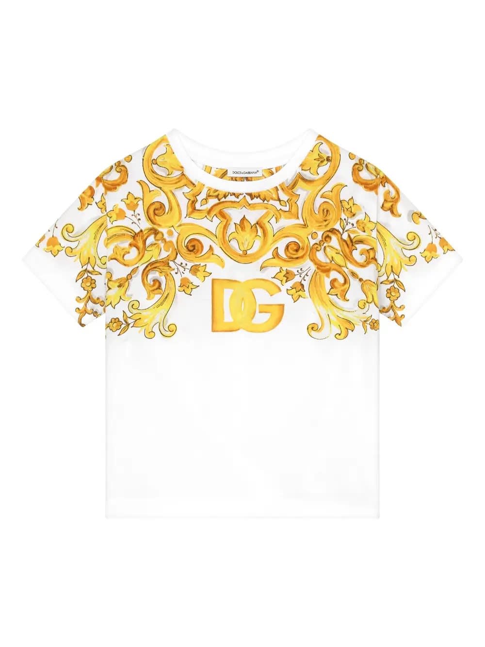 Dolce & Gabbana Majolica Jersey T-shirt In White