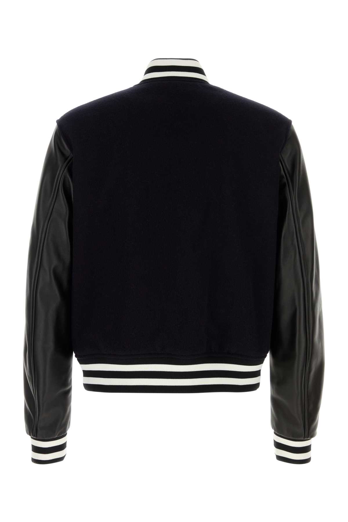 Shop Gucci Midnight Blue Wool Bomber Jacket In Navymix