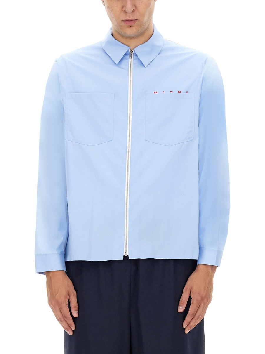 Shop Marni Shirt In Azure