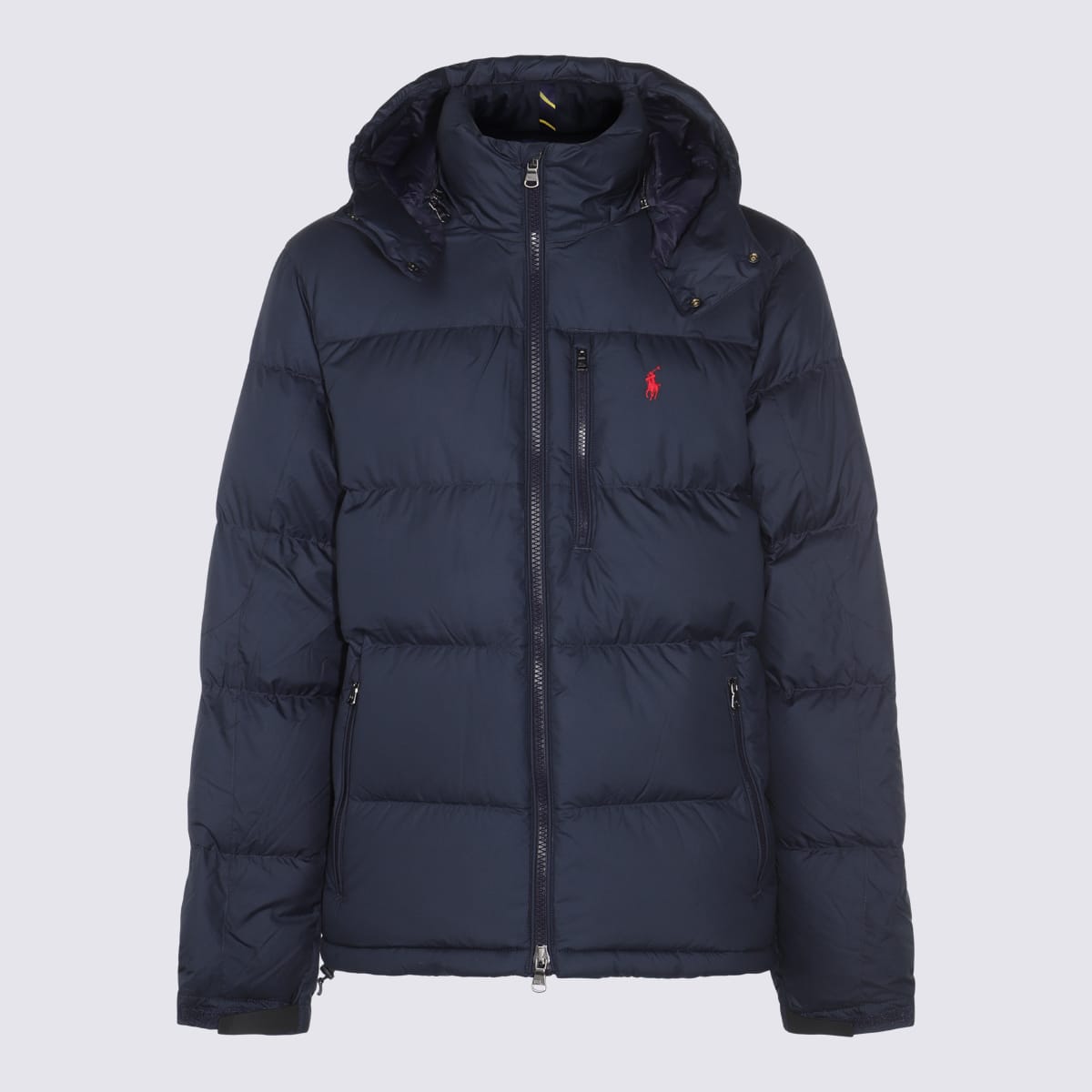 Ralph Lauren Quilted Hooded Jacket With Pockets And Chest Pocket In Blue