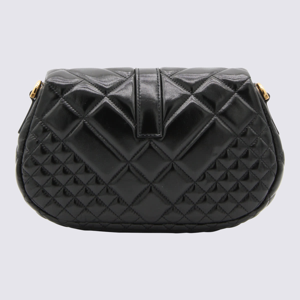Shop Versace Black Leather Greca Goddess Shoulder Bag