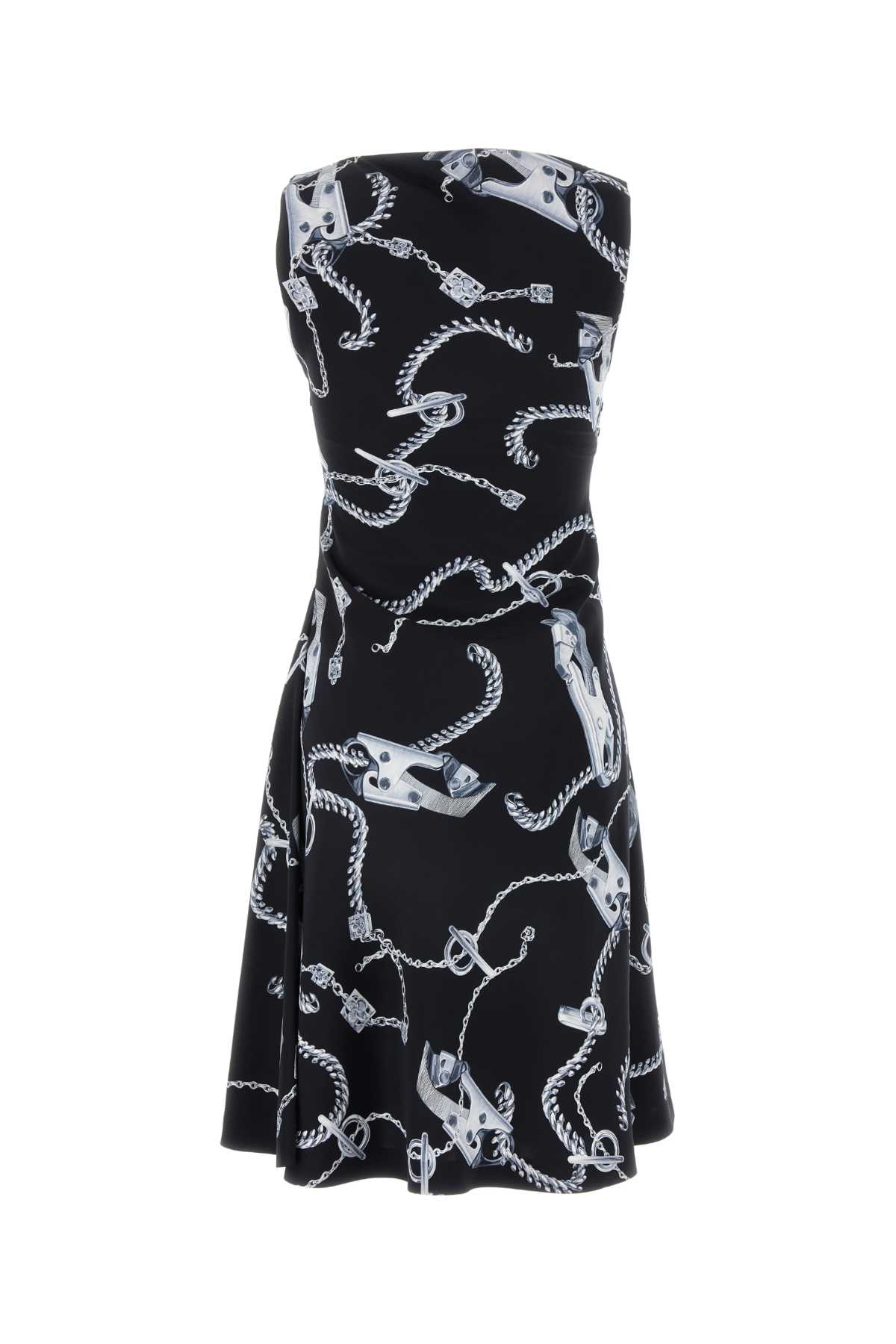 Burberry Knight Hardware Flared Dress In Silverblack