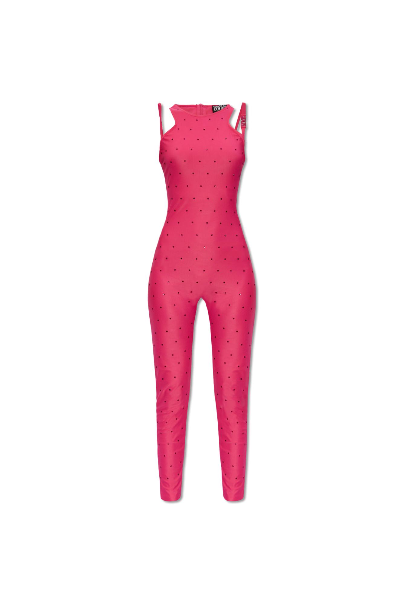 Shop Versace Jeans Couture Jumpsuit With Shoulder Straps In Pink