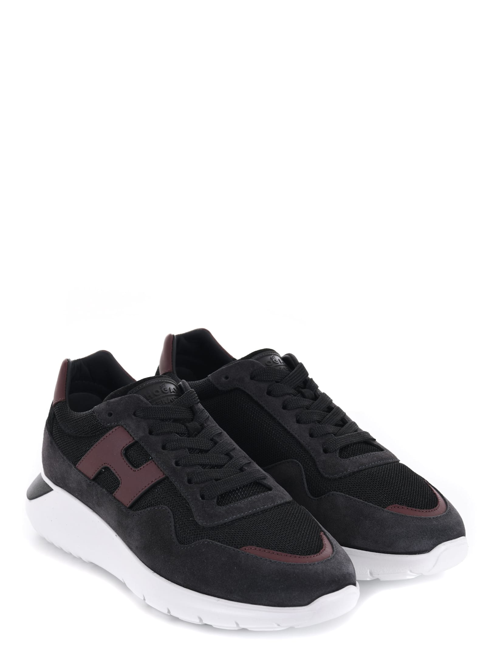 Shop Hogan Interactive3 Sneakers In Nero/bordeau