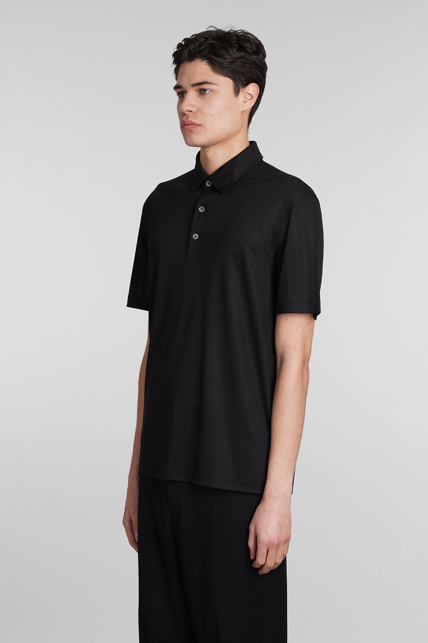 Shop Zegna Polo In Black Wool