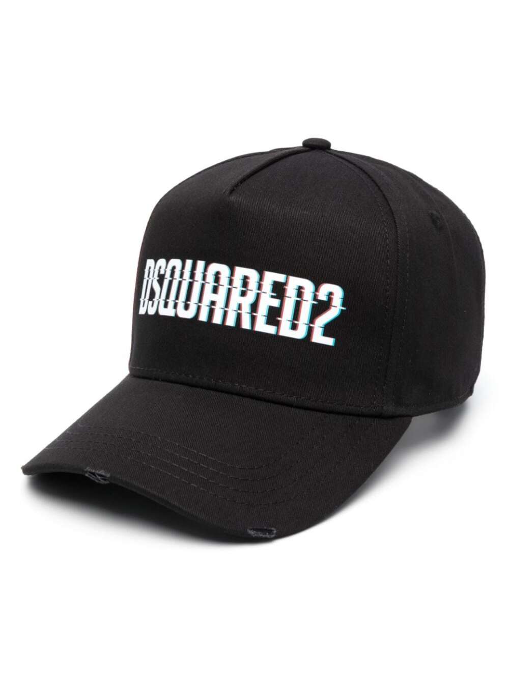 DSQUARED2 BLACK BASEBALL CAP WITH CONTRASTING MAXI LOGO IN COTTON MAN
