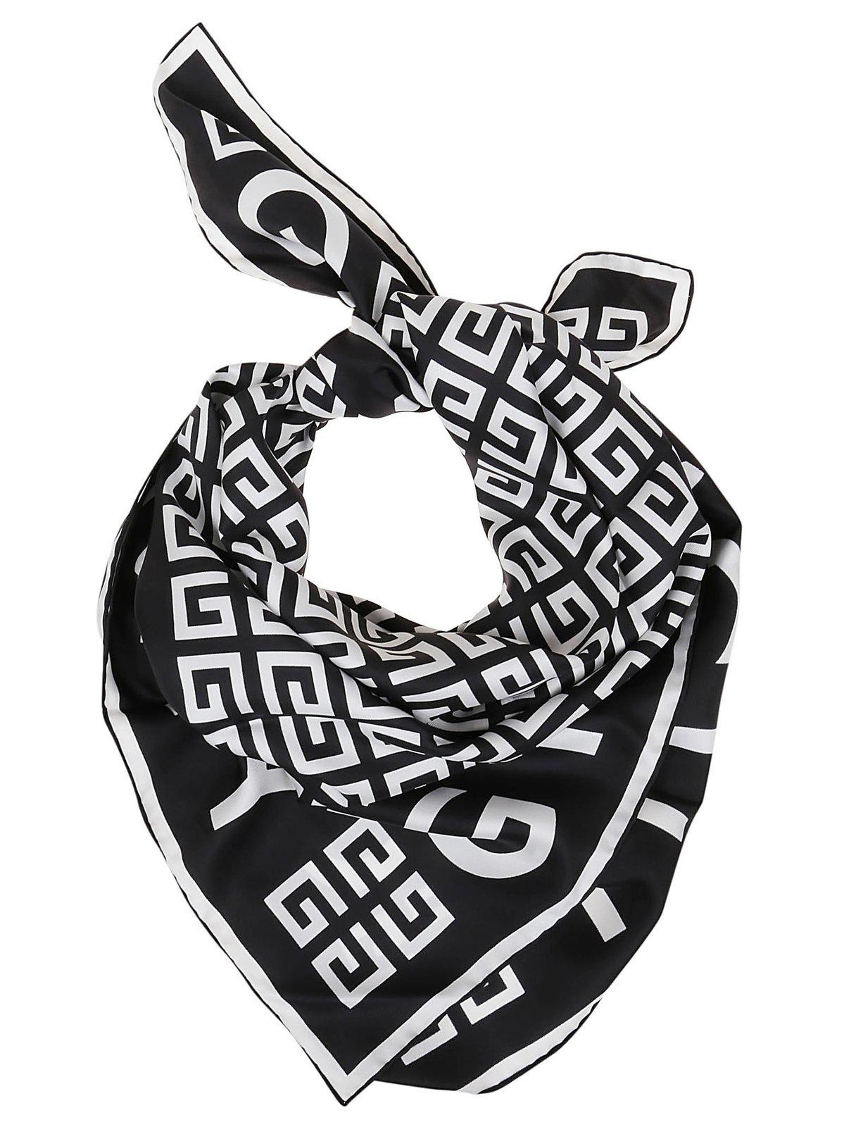 Shop Givenchy 4g Monogram Scarf In Nero/bianco