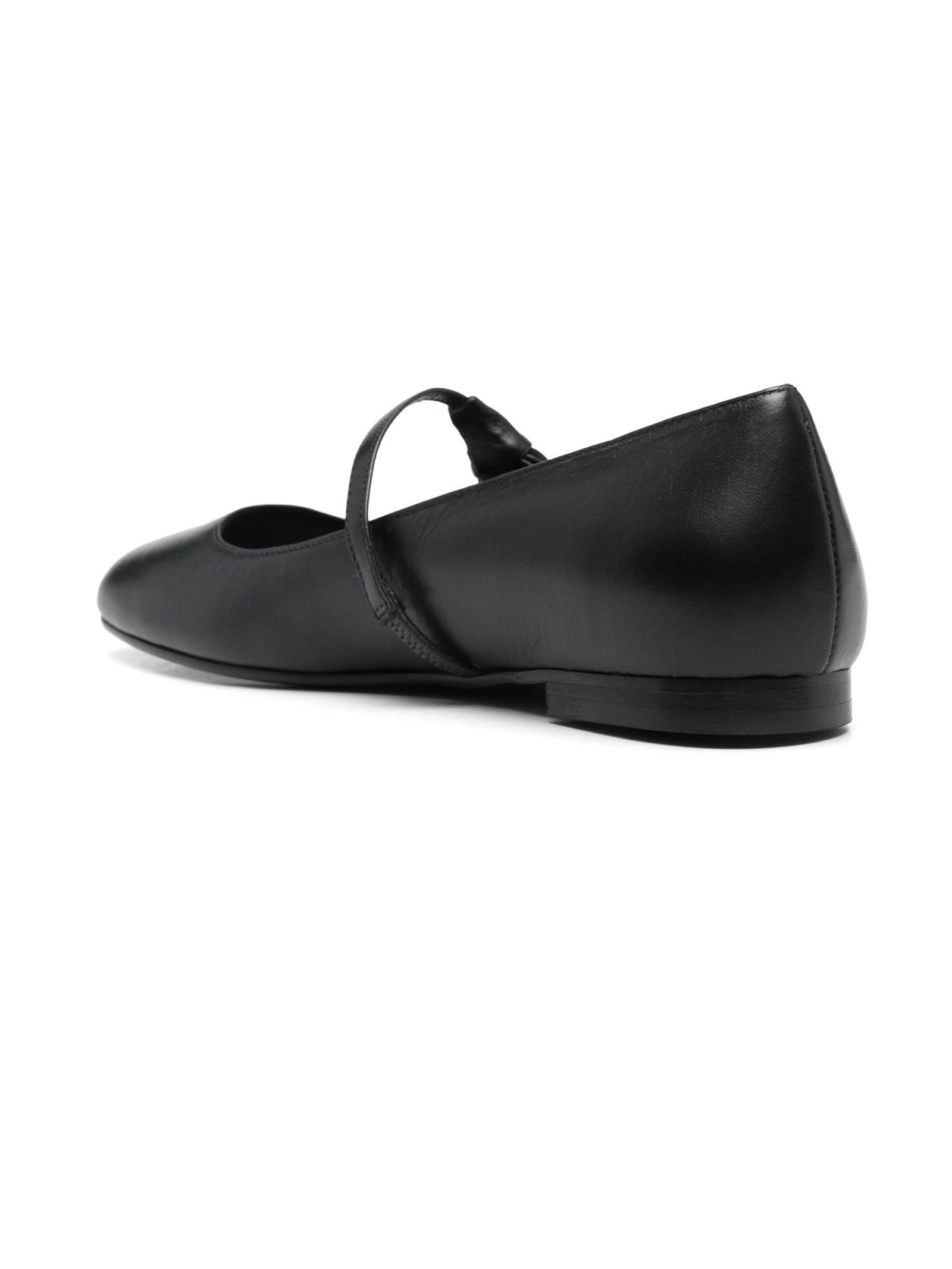 Shop Gia Borghini Black Calf Leather Ballerina Shoes