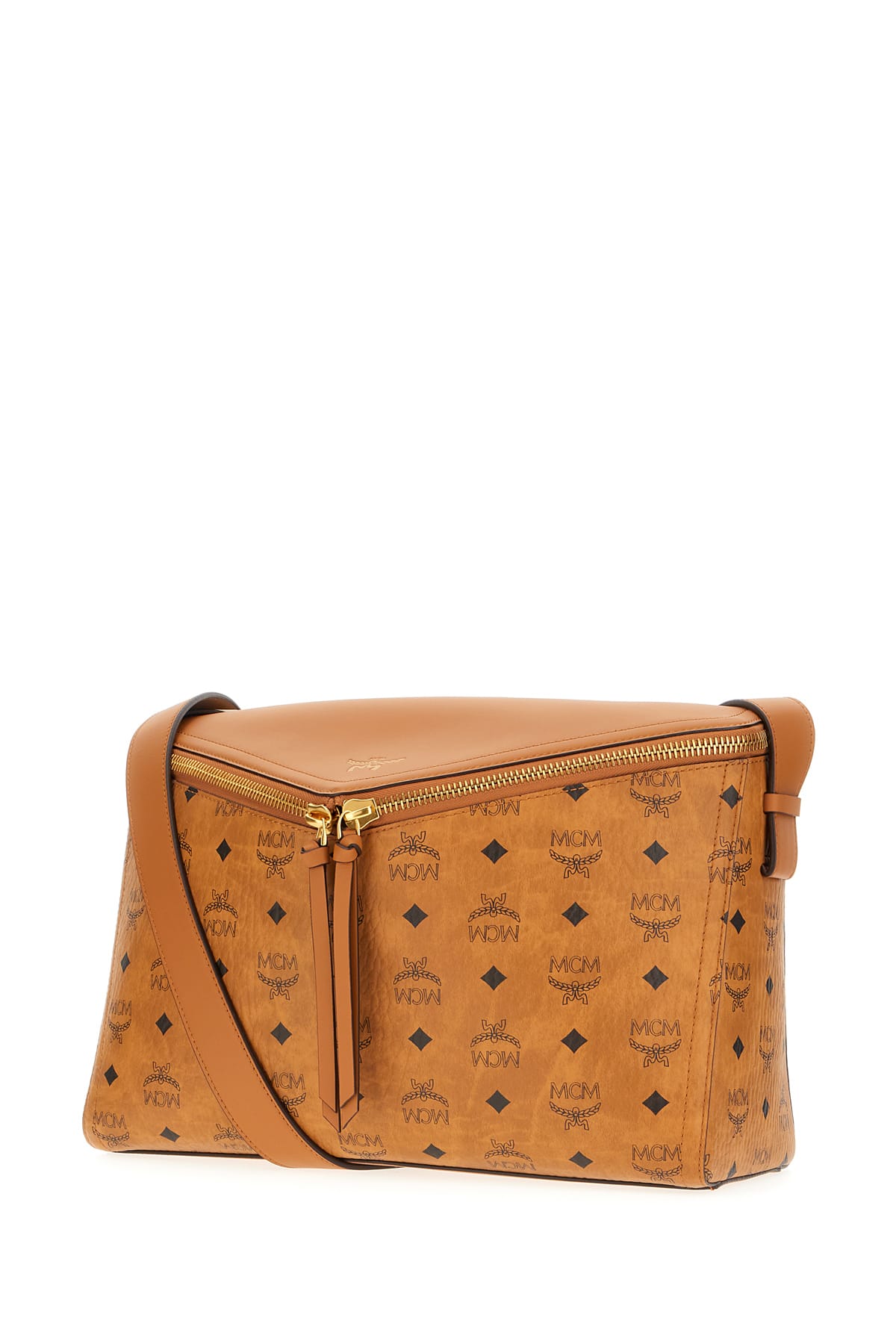 Mcm Printed Synthetic Leather Crossbody Bag In Cognac