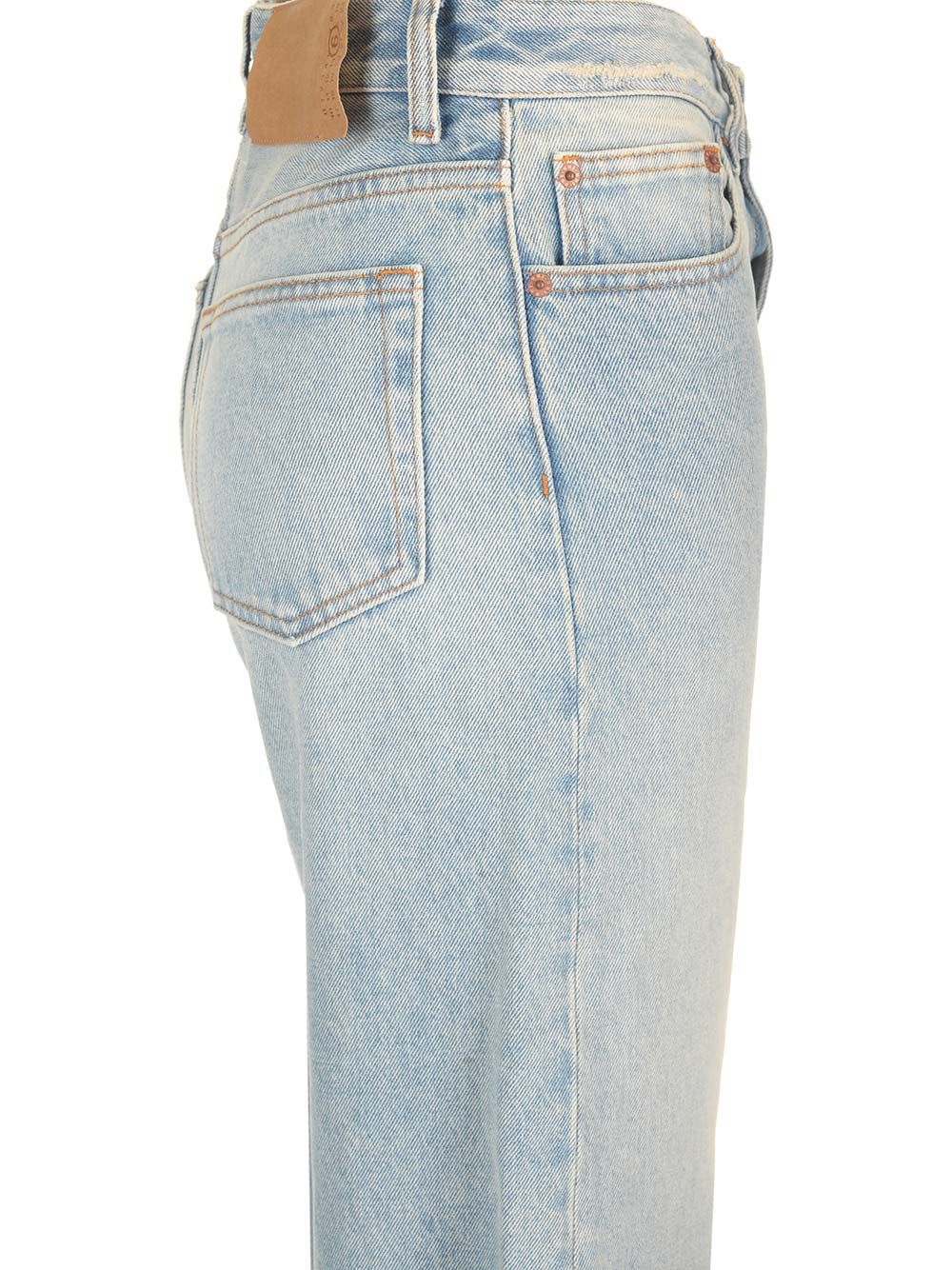 Shop Mm6 Maison Margiela Wide Leg Jeans In Light Blue