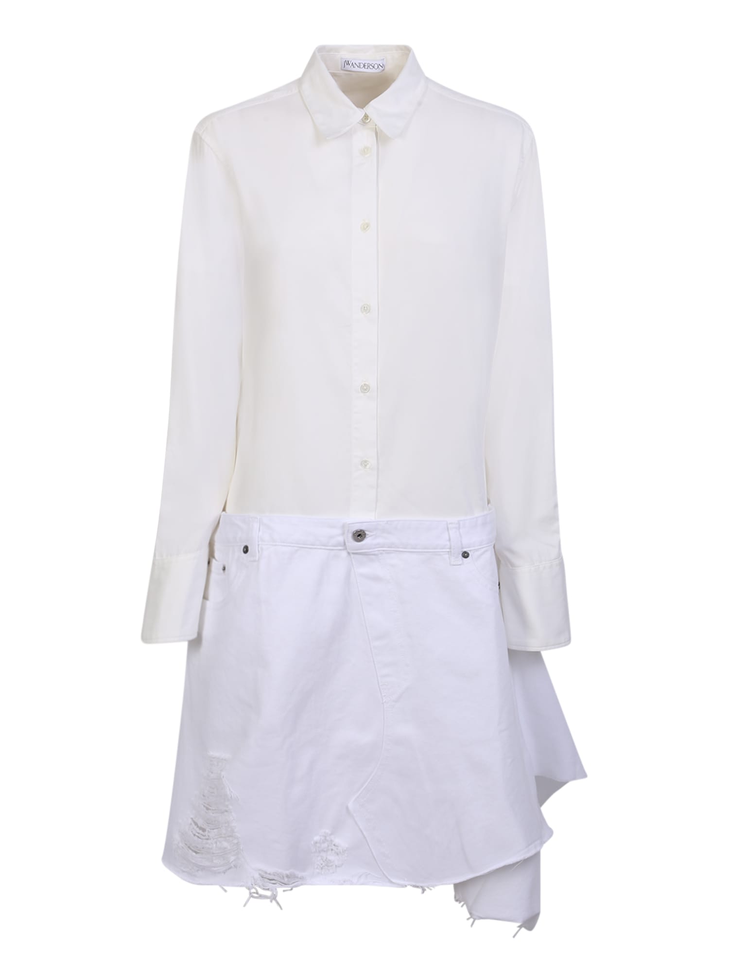 Shop Jw Anderson Asymmetric Shirtdress In White