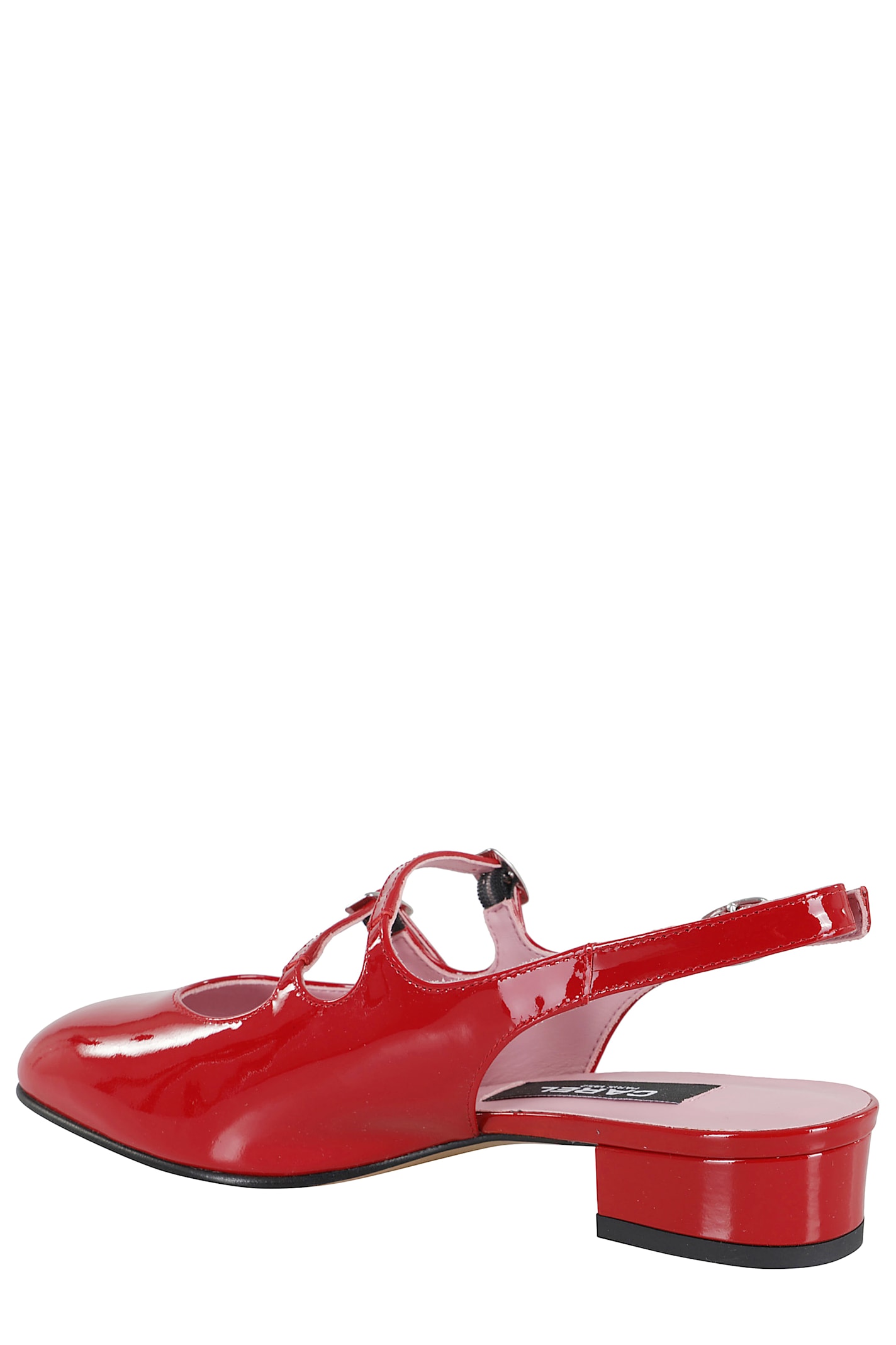 Carel Glossy Leather Slingback Sandals With Low Heel In Red