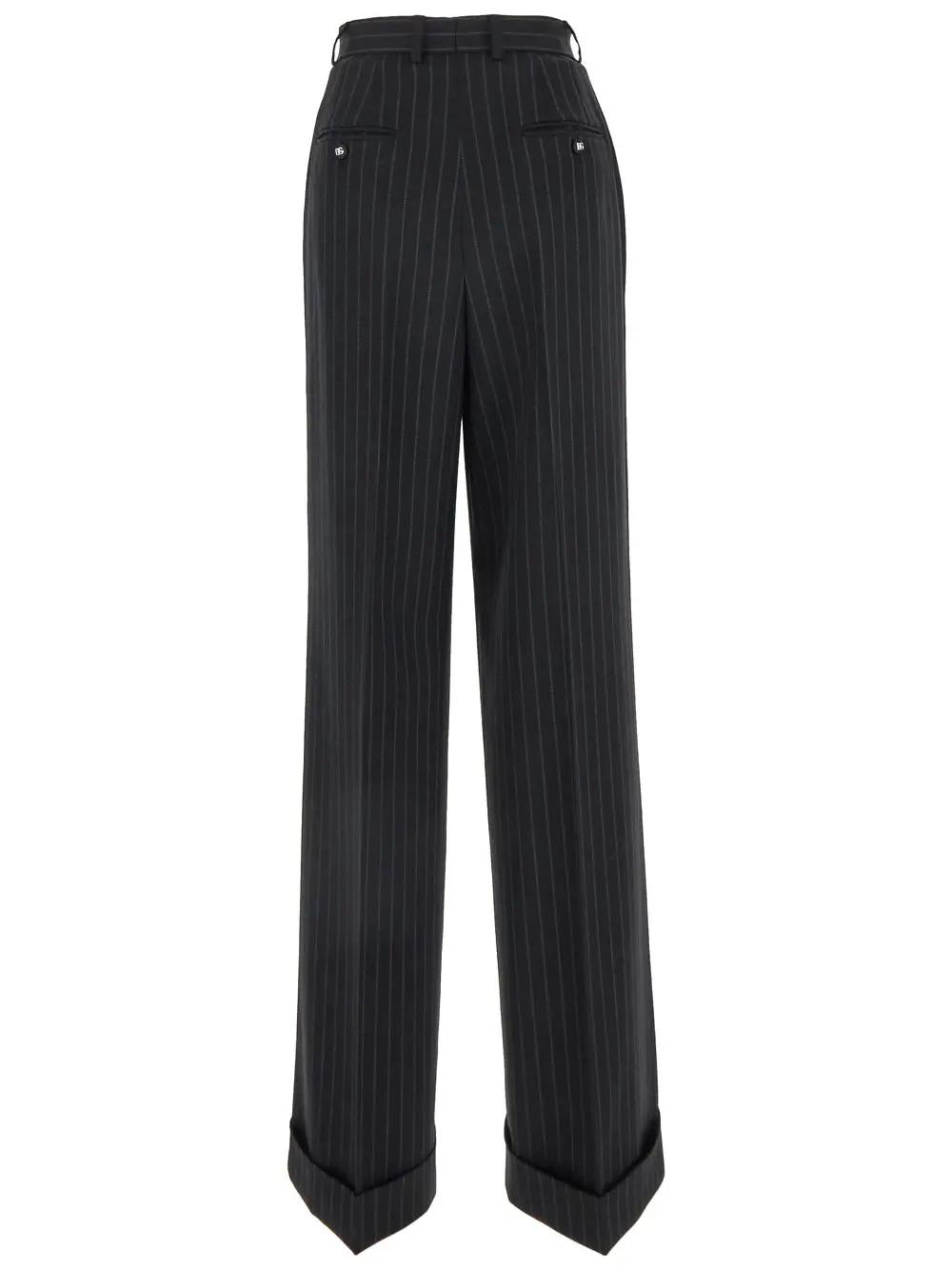 Shop Dolce & Gabbana Wool Trousers In Black/white