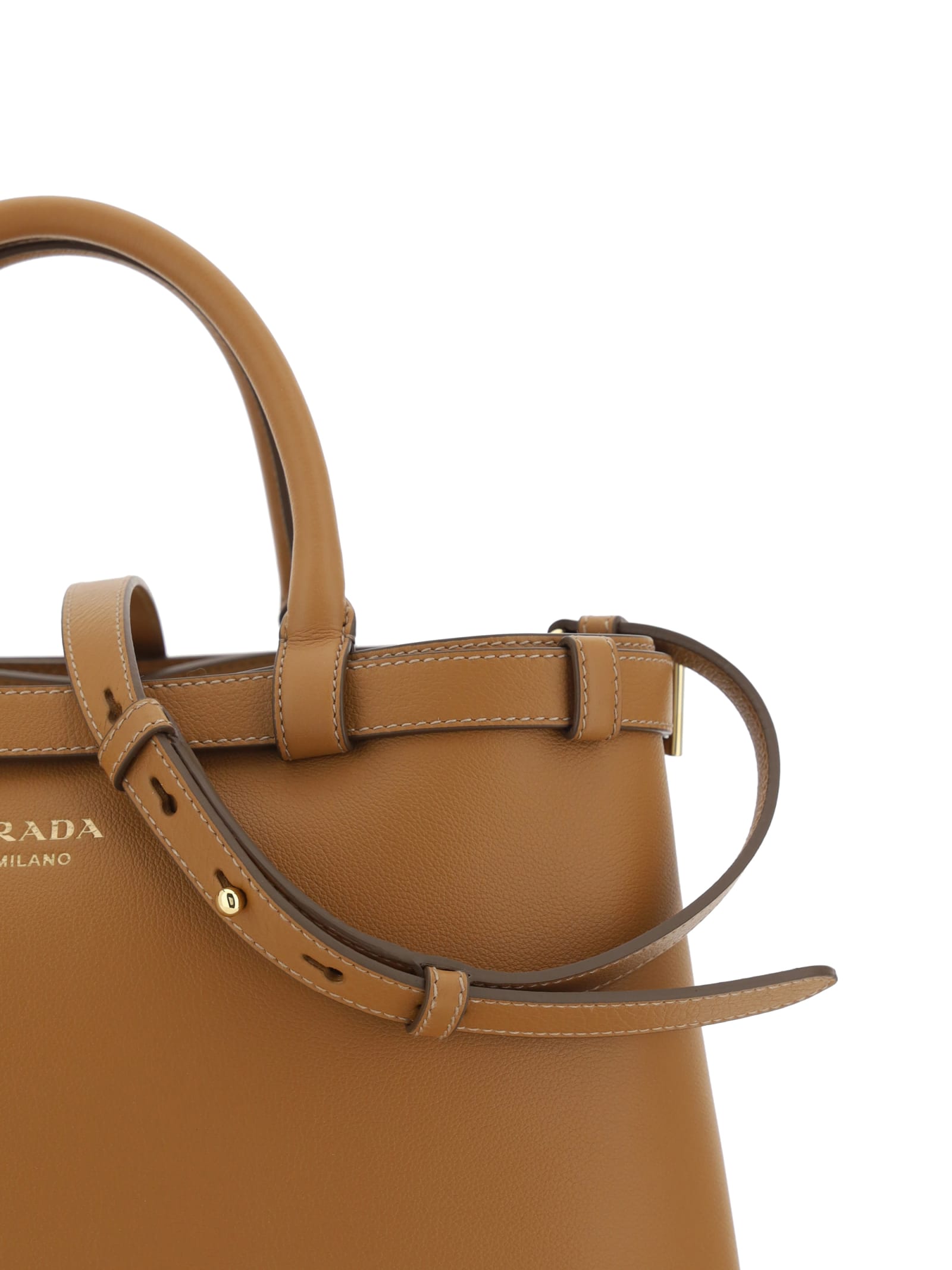 Shop Prada Medium Handbag In Caramel