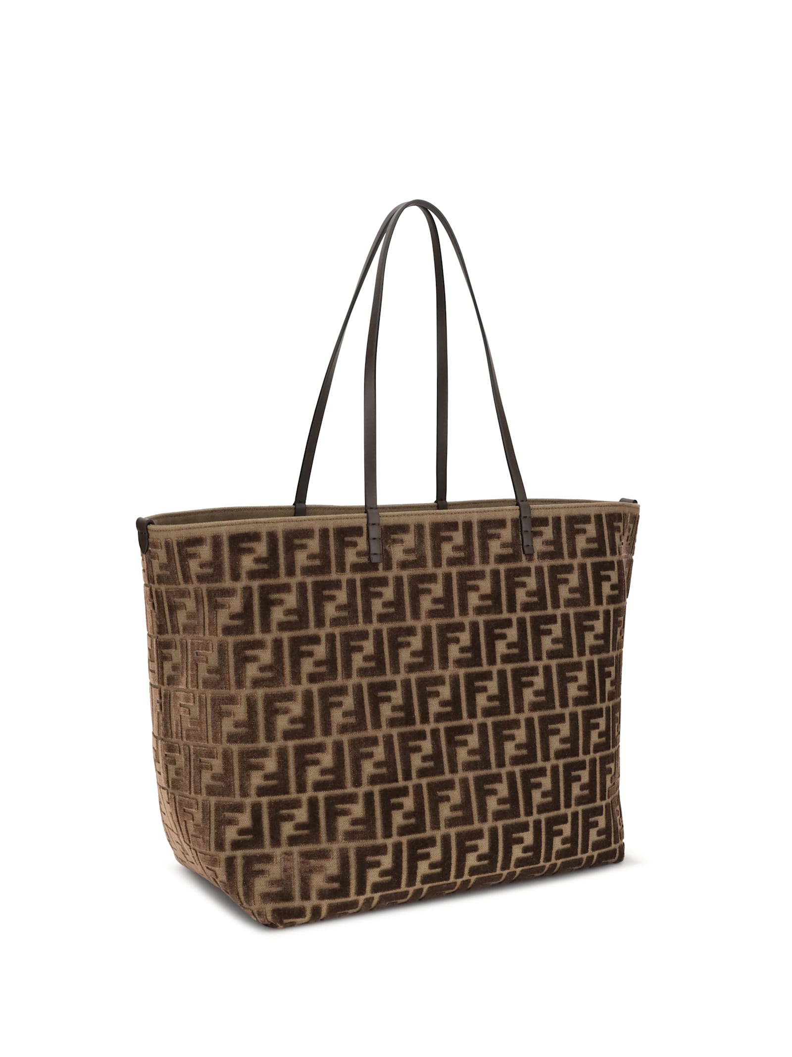 Fendi Brown Roll Large Reversible Tote In Brown