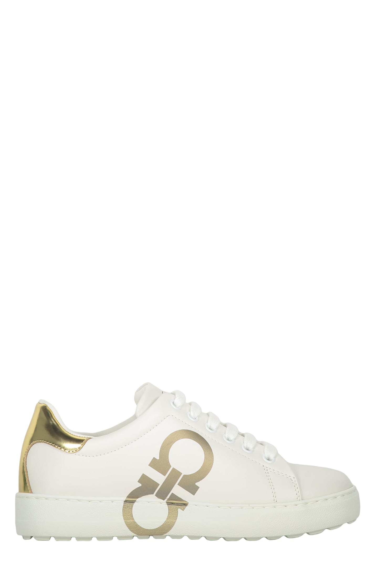 Ferragamo Number Leather Low-top Sneakers In White