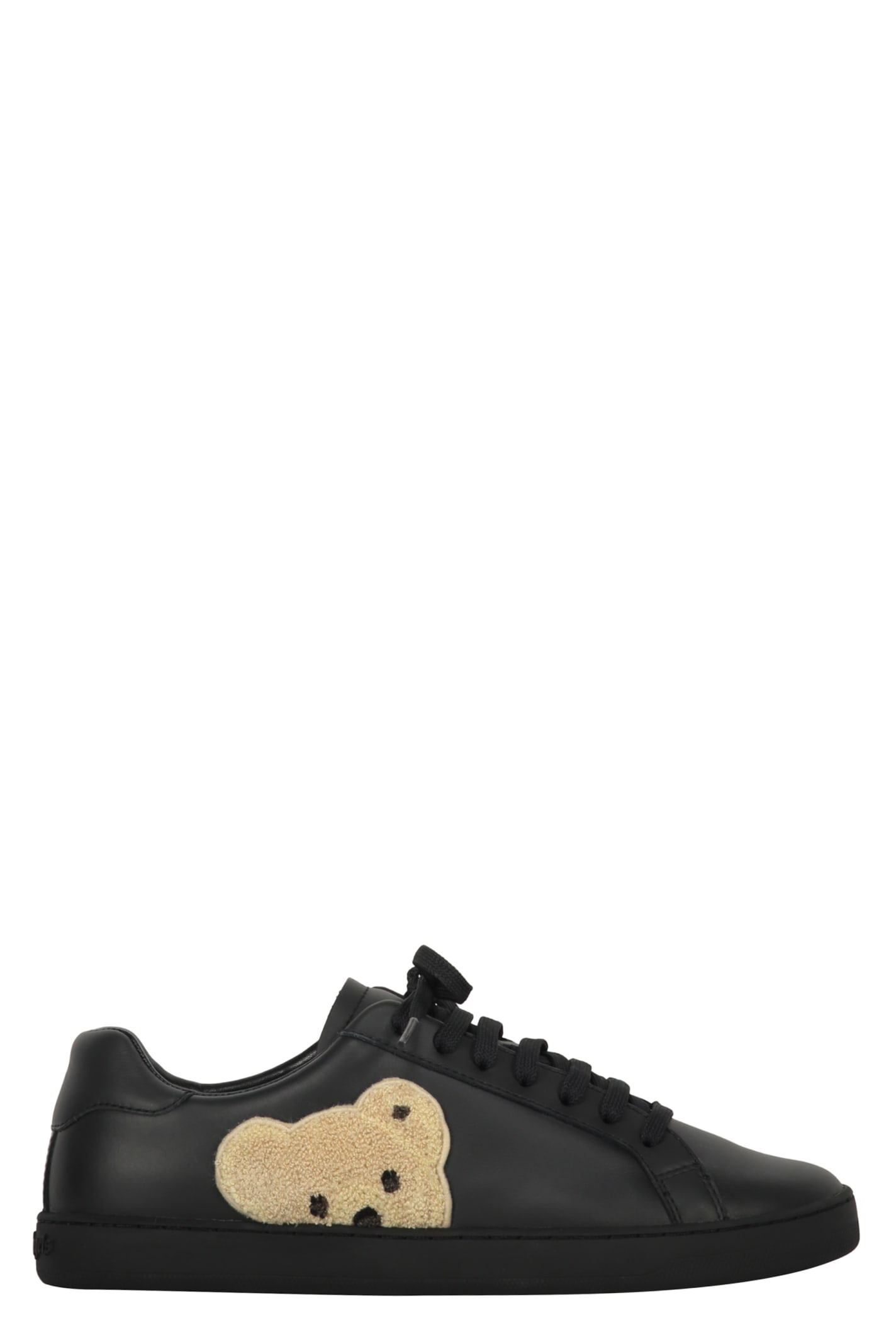 Shop Palm Angels New Teddy Bear Leather Low-top Sneakers In Black
