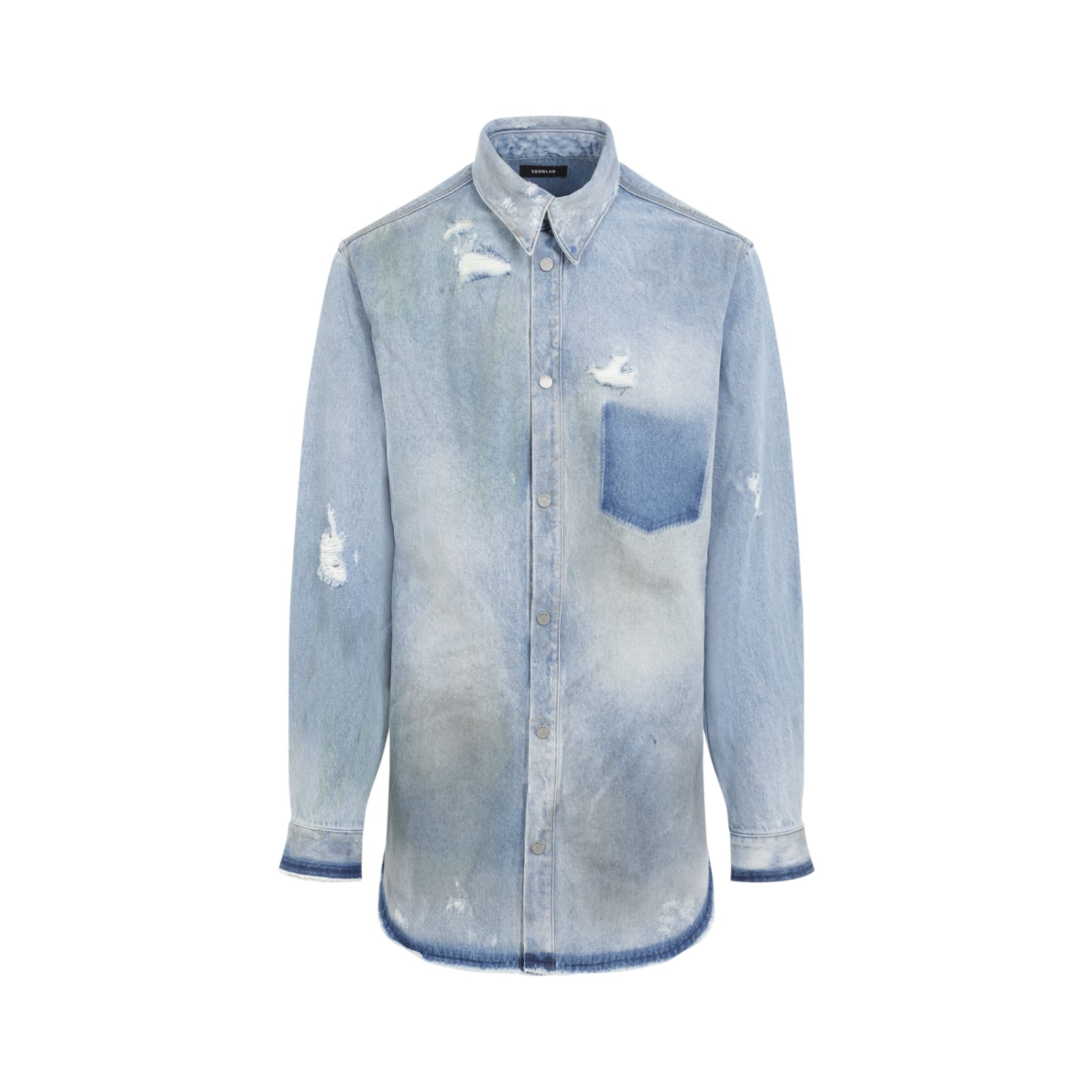 Shop Egonlab Denim Overshirt In Denim Blue