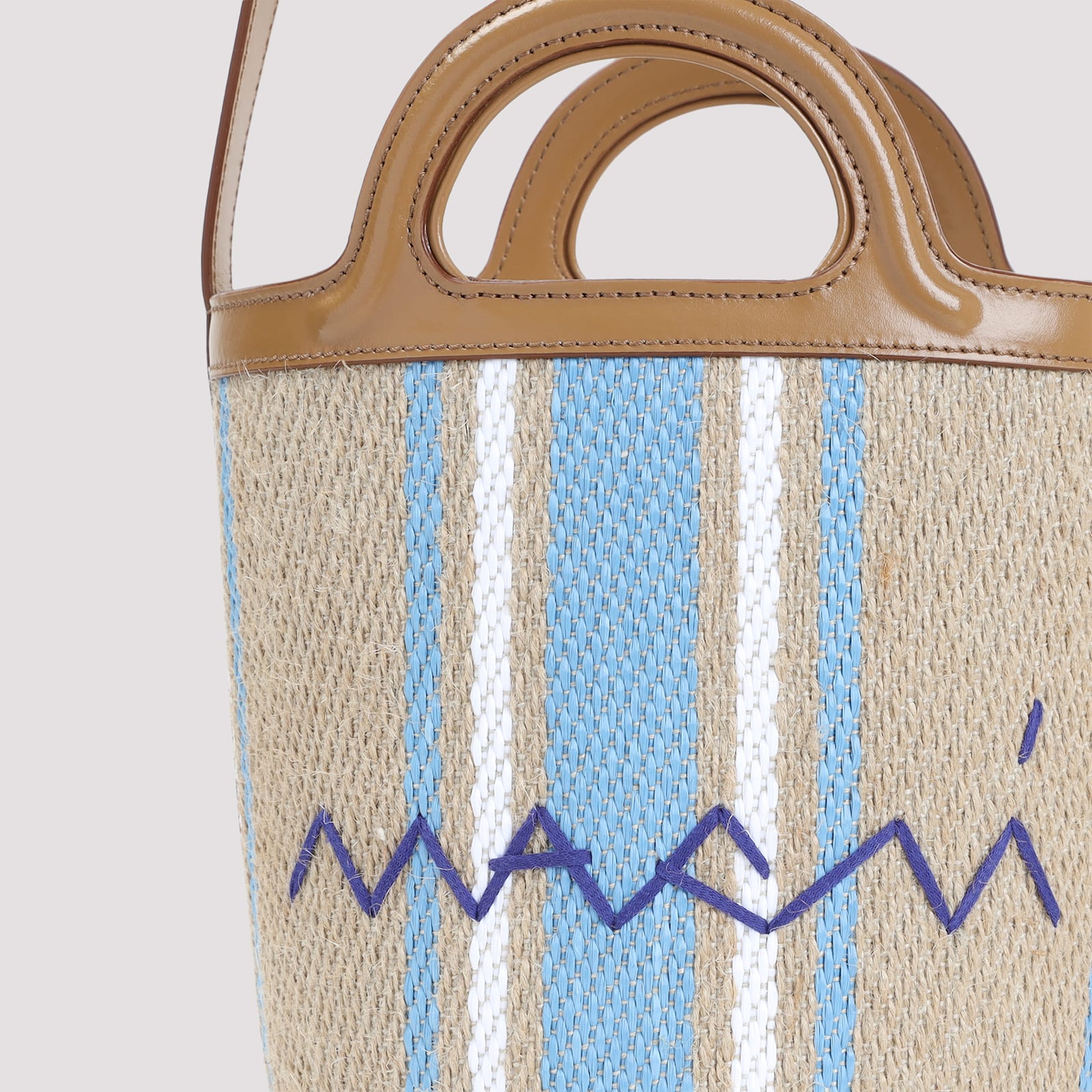 Shop Marni Tropicalia Mini Bucket Handbag In Cigar Opal Lily White