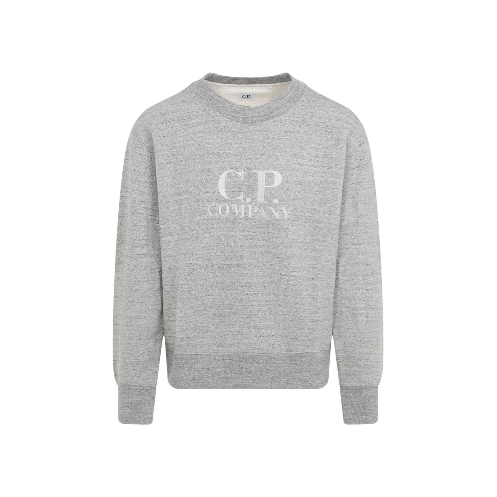 Shop C.p. Company Cotton Crewneck Sweatshirt In Greystone Melange