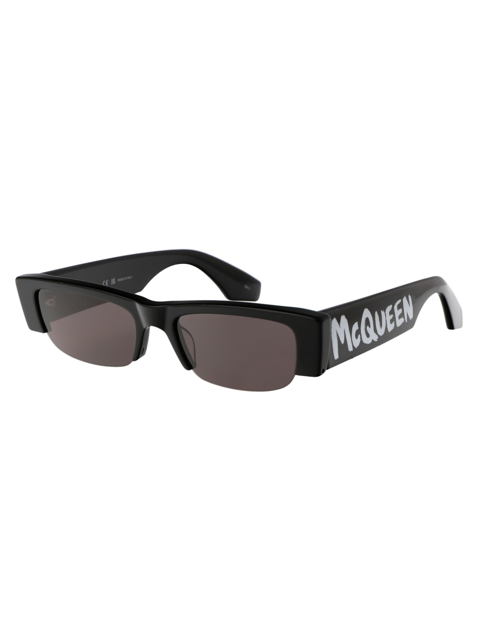 Shop Alexander Mcqueen Am0404s Sunglasses In 001 Black Black Grey