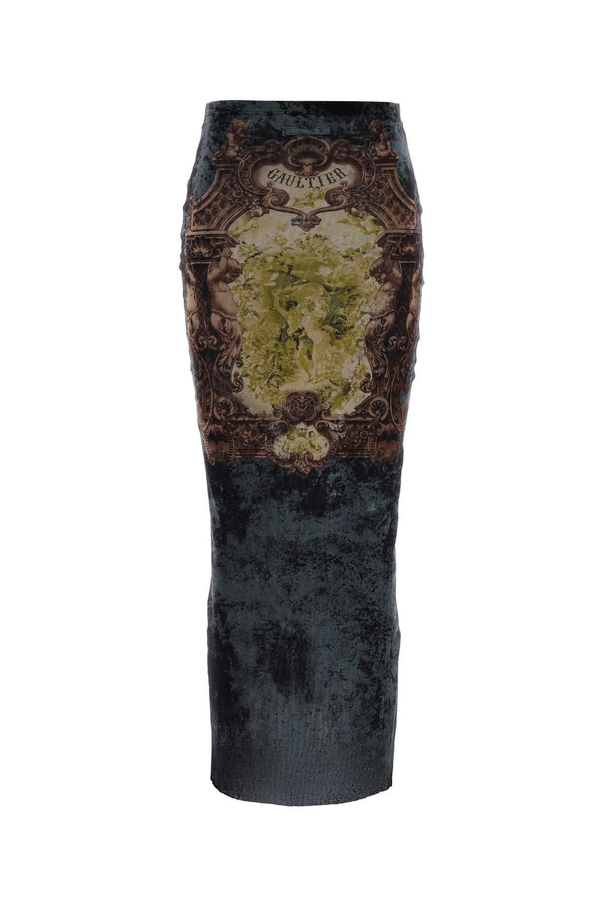 Jean Paul Gaultier Graphic Print Fitted Tulle Skirt In Multi