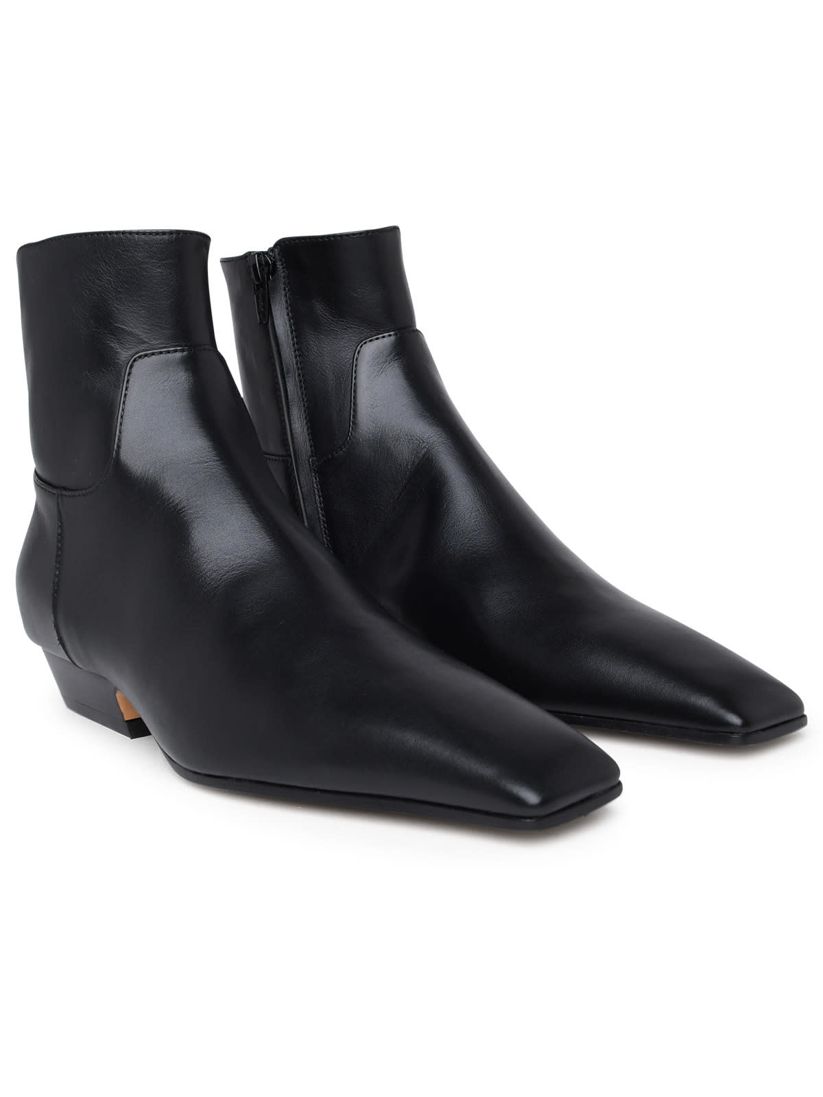 Shop Khaite Black Leather Ankle Boots